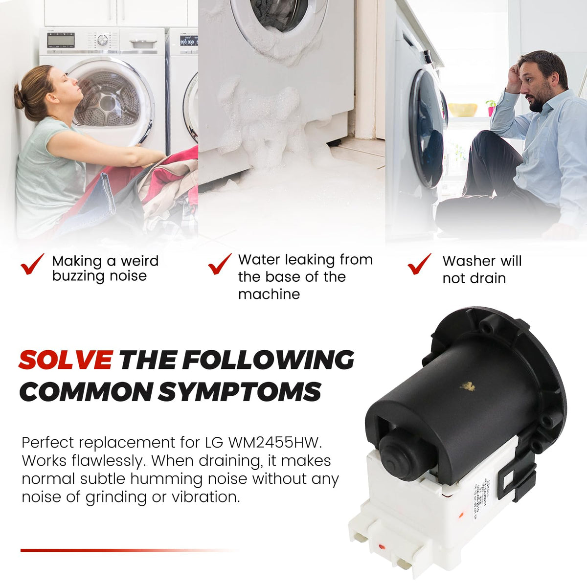 【2026 Upgraded 𝐎.𝐄.𝐌】4681EA2001T WM2455HW WM4370HWA WM3270CW WM3431HS WM3770HVA Washer Drain Pump ASKOLL Motor Replaces KenMore LG M3379-65468 Front load washer drain pump motor by Puxyblue