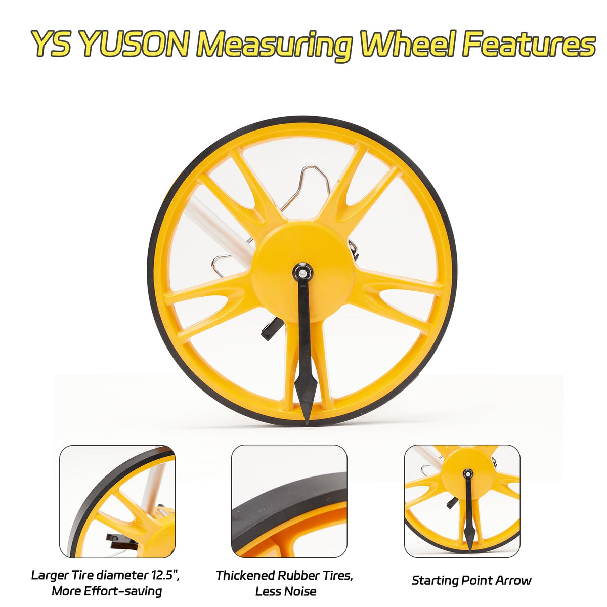 YS YUSON 12 Inch Rolling Measuring Wheel in Feet, Digital Measuring Wheel for Construction, Outdoor, Wheel Measurement Roller with Tape Measure and Canvas Carrying Bag, One Key to Reset, Up to 9999Ft