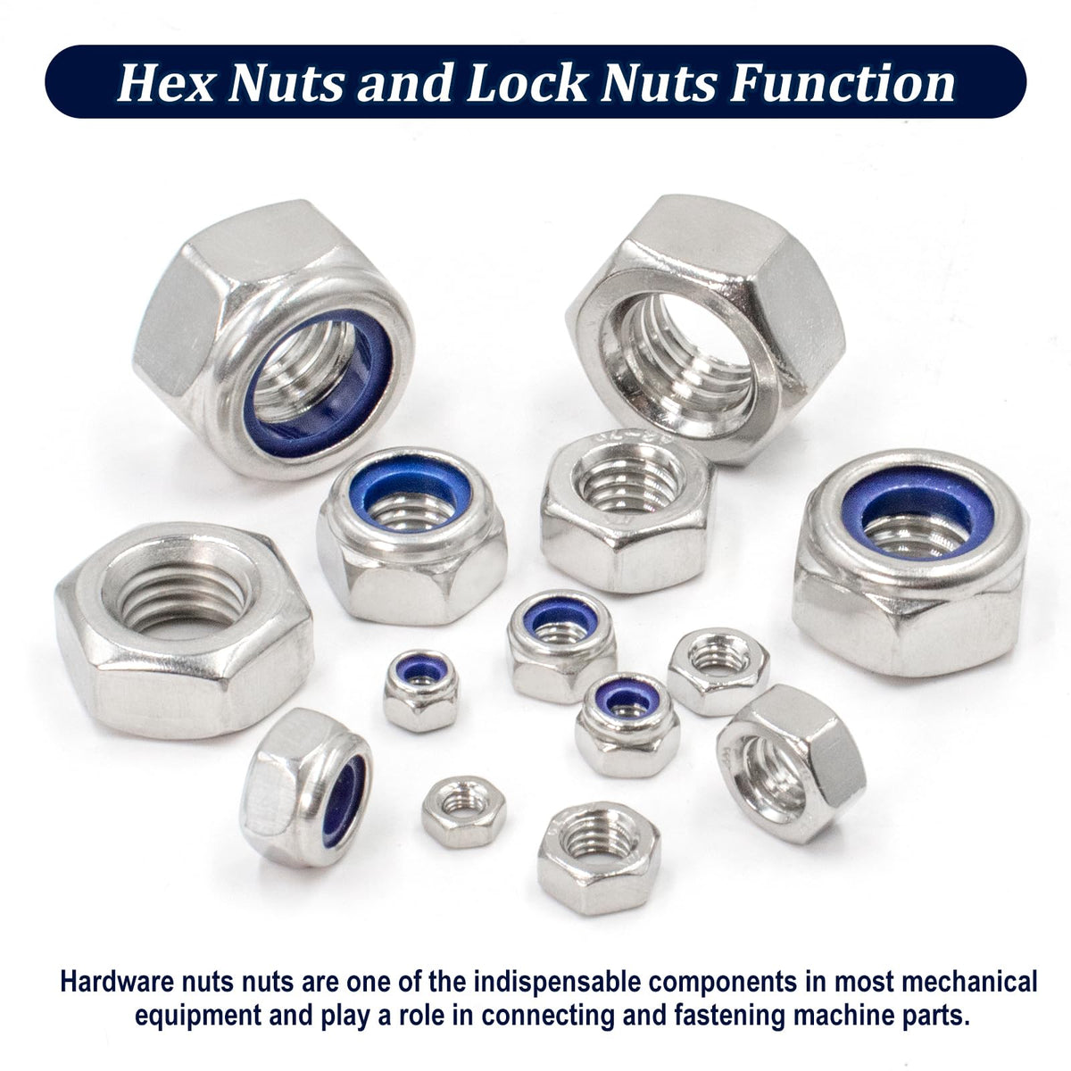 ZQZ 360Pcs Metric Hex Nut & Lock Nuts Assortment Kit (M3-M12) Hardware Nut