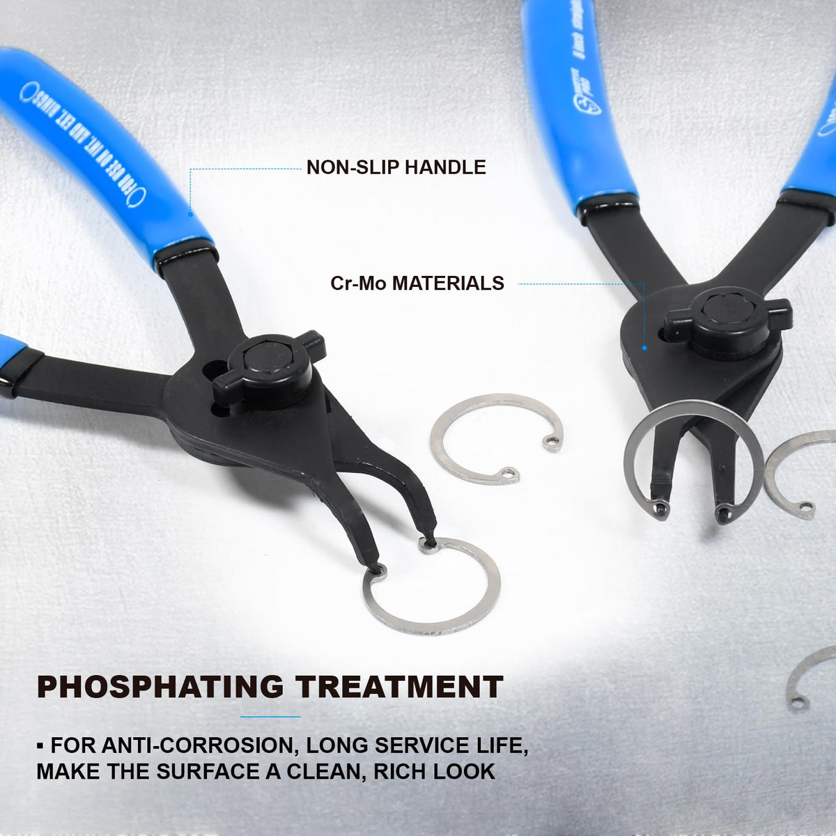 SMOTIVEPRO 12PCS Convertible Internal & External Snap Ring Pliers Set