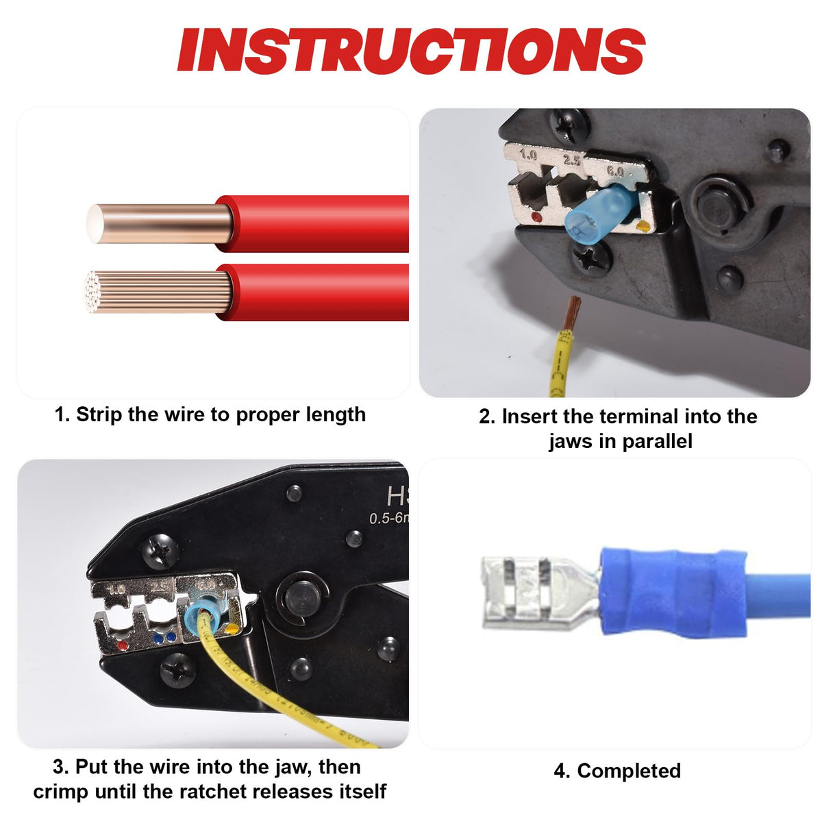 6Pcs Crimping Tool, Ratchet Wire Crimping Tool Set with Storage Box