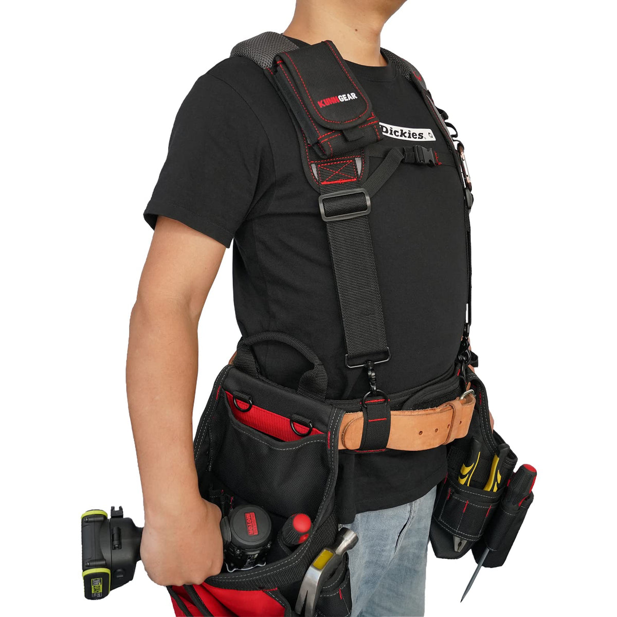 KUNN Gel-Padded Tool Belt Suspenders for Construction Work - Comfortable Support for Carpenters,Electricians & DIY