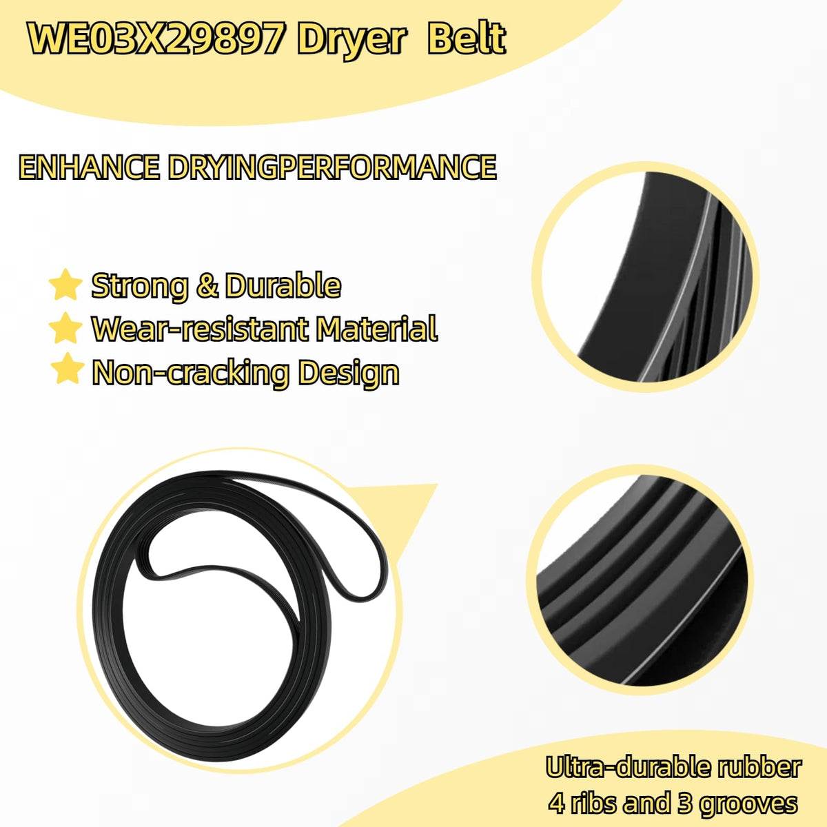 WE03X29897 WE12M29 Dryer Belt Compatible with GE/Hotpoint Dryers