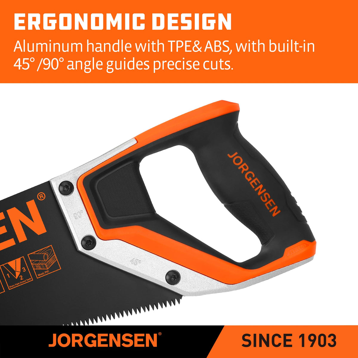 JORGENSEN 15-Inch Hand Saw, 8 TPI Coarse Blade for Wood Cutting