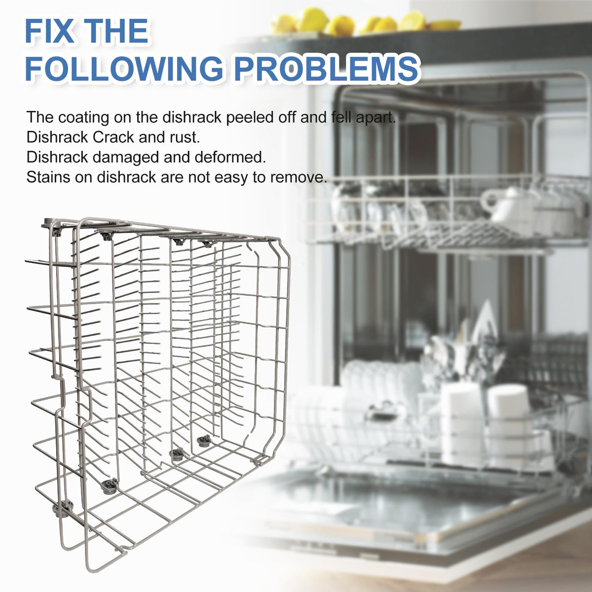 【2026 UPGRADED】DD82-01384A Dishwasher Lower Rack Replacement Parts Fit for Samsung Dishwaher DW80R2031US, DW80R2031UG, DW80N3030US, DW80N3030UB, DW80N3030UW, DW80M2020US, DW80CG4021SR, DW80CG4051SR