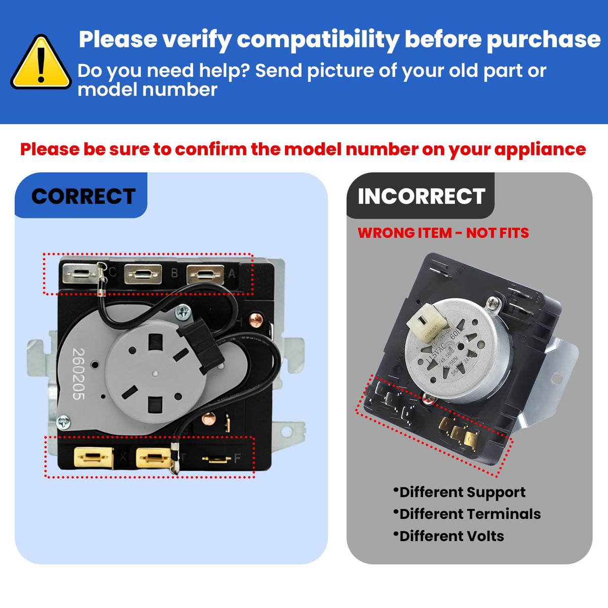 WE04X24550 Dryer Timer Compatible with GE Timer GTD42EASJ2WW GTD48EASW0WB