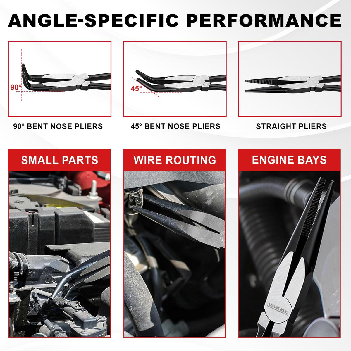 Alwalkee 7-Piece 11" Long Reach Needle Nose Pliers Set