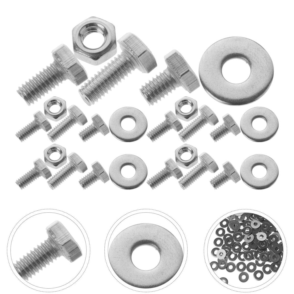 10 Sets Carriage Bolts Nuts Washers Assortment Kit