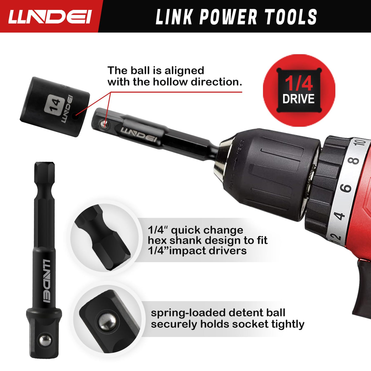 LLNDEI 48 Piece 1/4" Mini Socket Ratchet Wrench Set, Metric Shallow(4-14mm)
