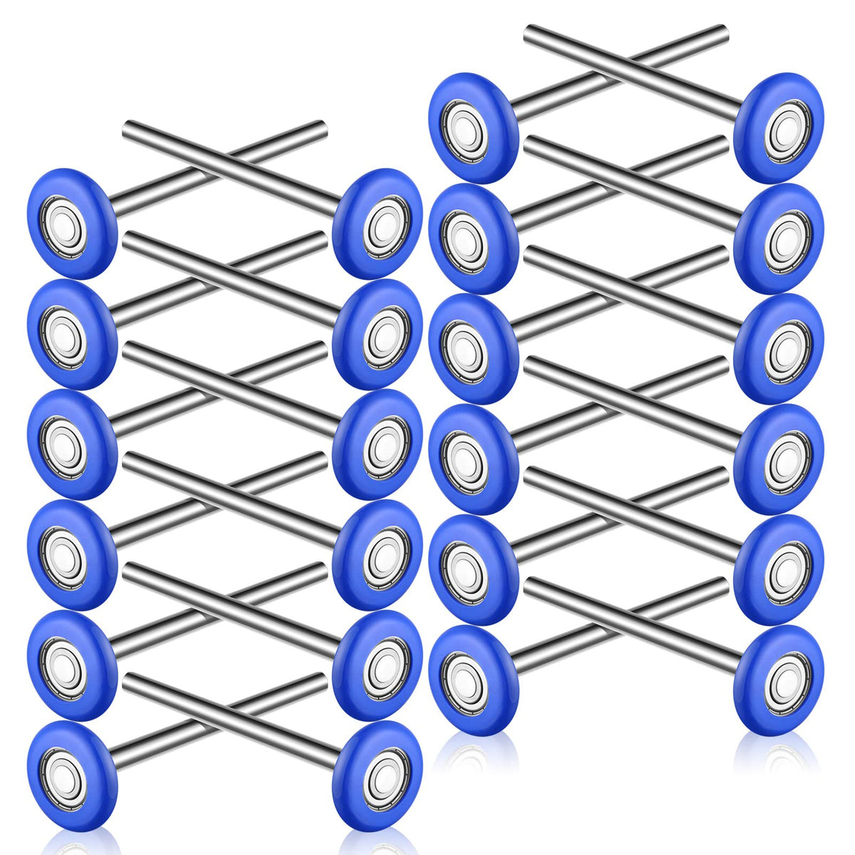 Treela 24 Pcs 1.8” Nylon Garage Door Rollers, Quiet Durable Garage Door Replacement Wheels Kit for 2" Track 7" Extended Stem Smooth High Load 6200zz Double Seal Precision Ball Bearings Parts