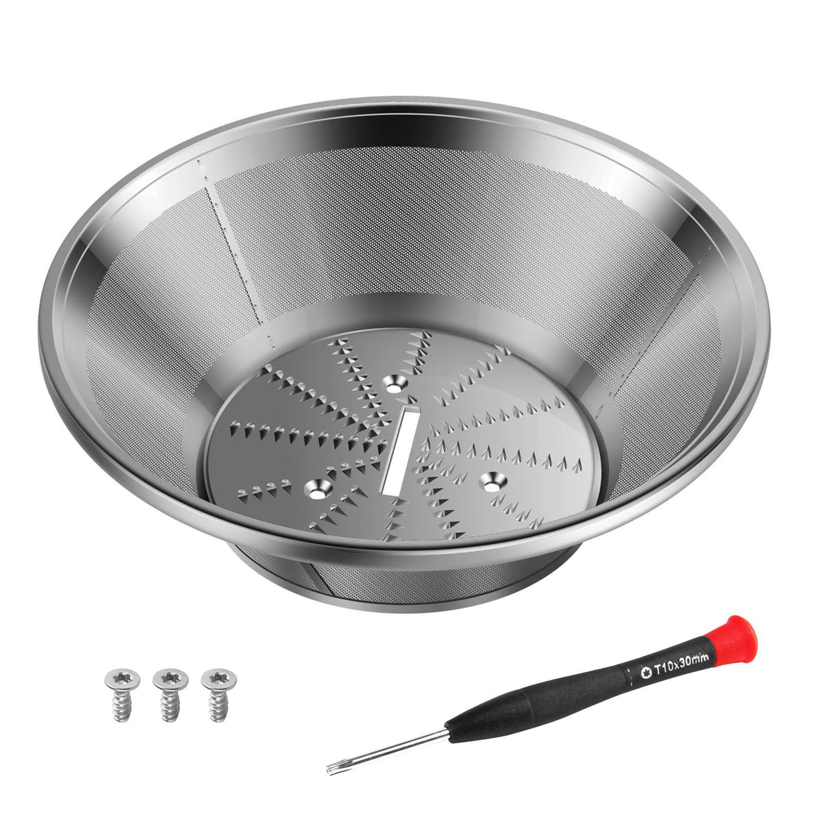 BR-1 Juicer Mesh Filter Basket （No Base）Compatible with Breville Juice Models JE95XL, JE98XL, BJE200XL, BJE510XL, With Mesh Strainer Bowl, Blade, Screws & Wrench,Easy to Replace
