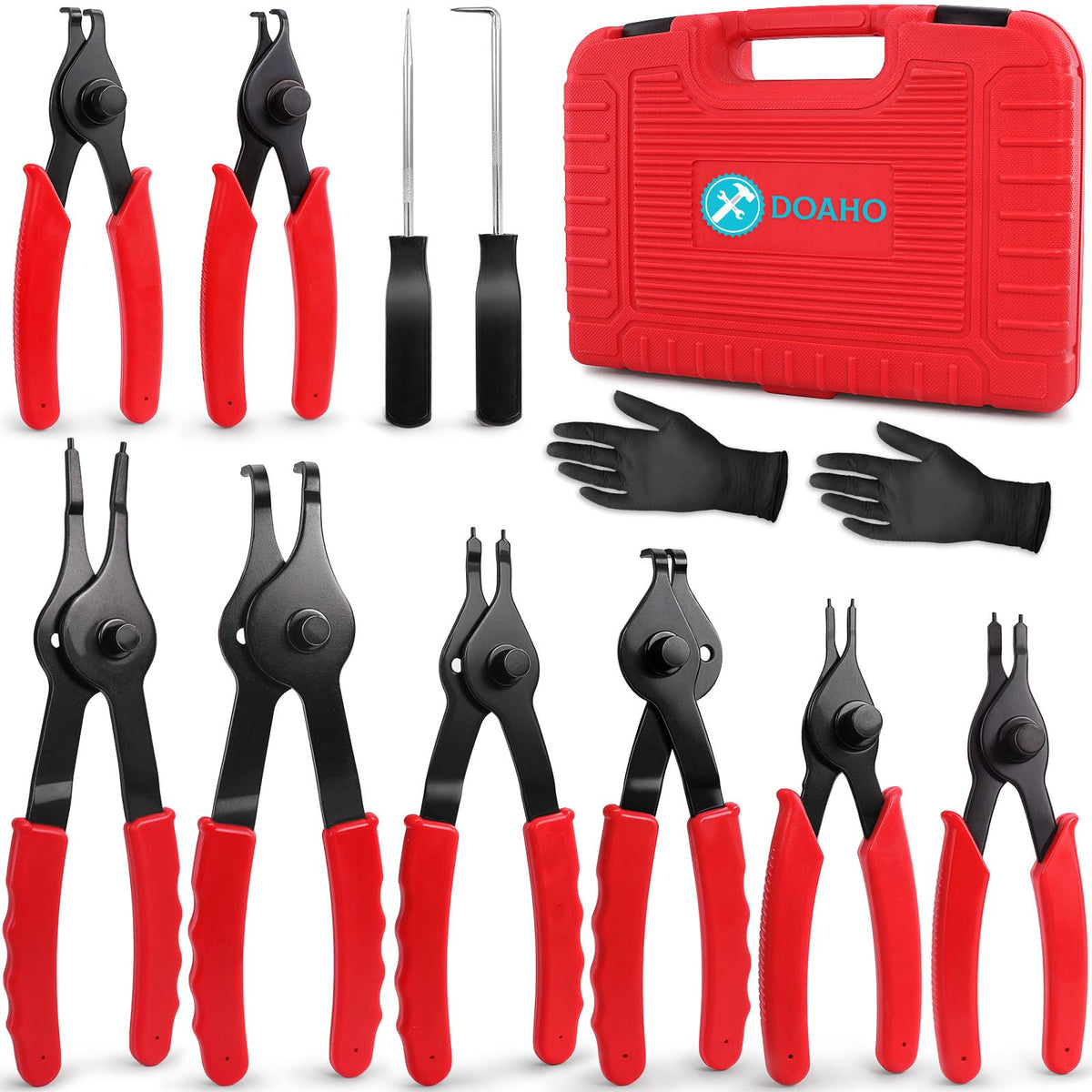 Doaho 10pcs Snap Ring Pliers Set with Straight/Bent Jaw,Storage Case