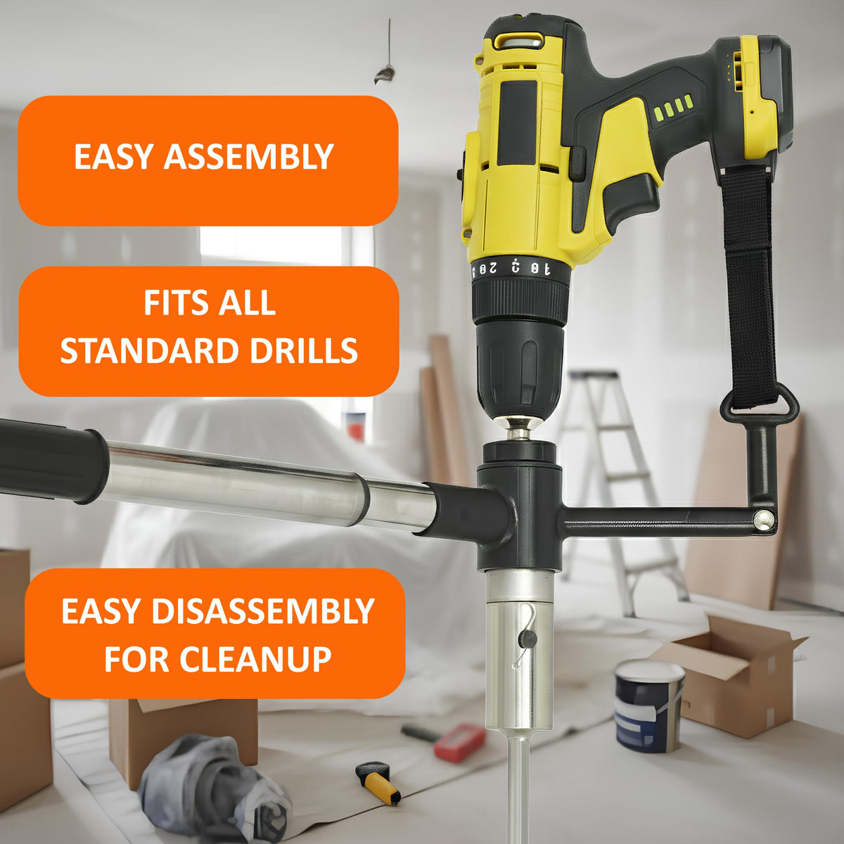 MightyPhine Cement & Concrete Mixer Drill Attachment - Heavy Duty Steel Mixing Paddle for Mortar, Grout, and Stucco - Spiral Mixing Bit for 5 Gallon Buckets - Rust Resistant Drywall Mud & Paint Mixer