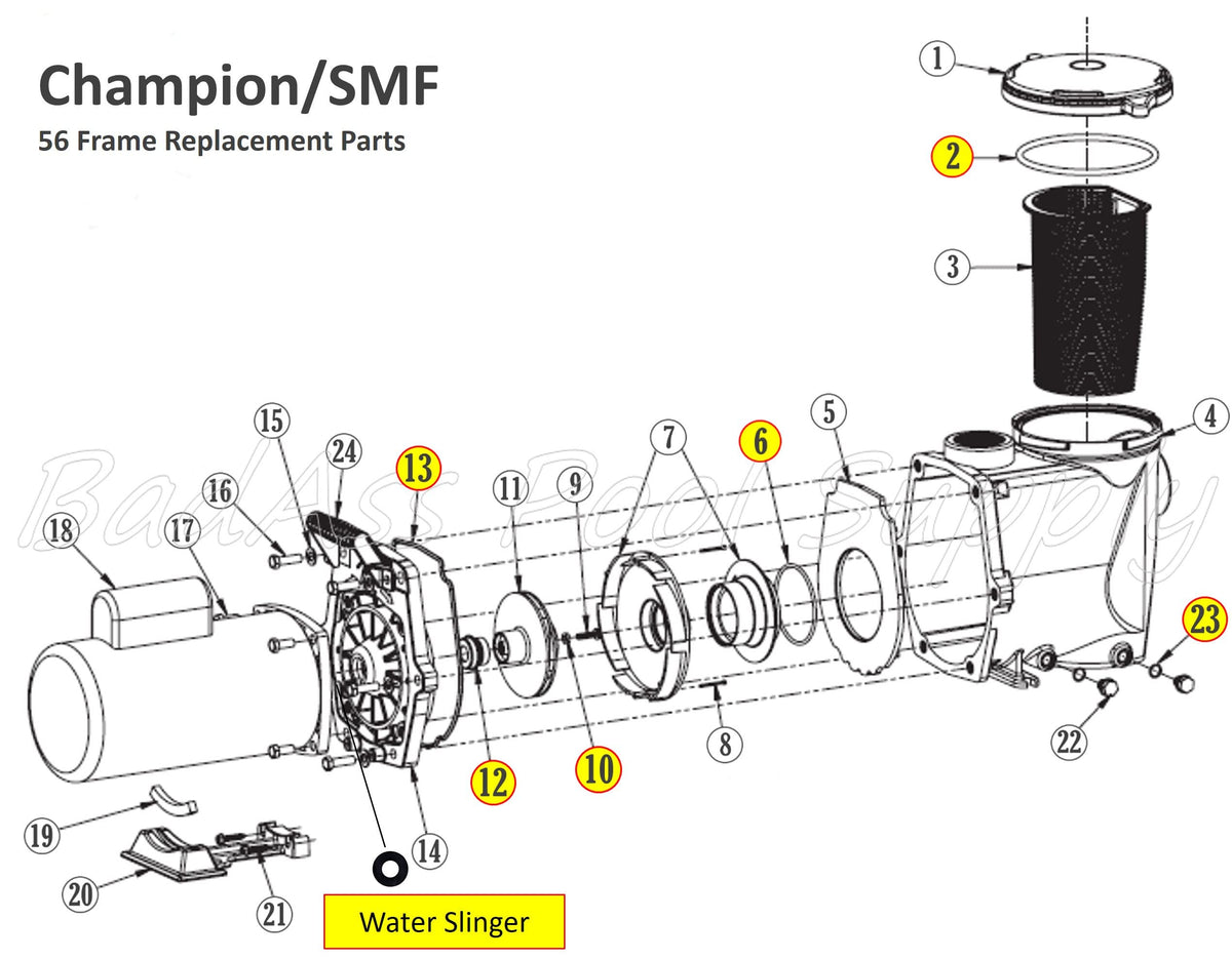 BadAss Pool Supply O-Ring Rebuild Repair Kit for Waterway Champion/SMF Pumps