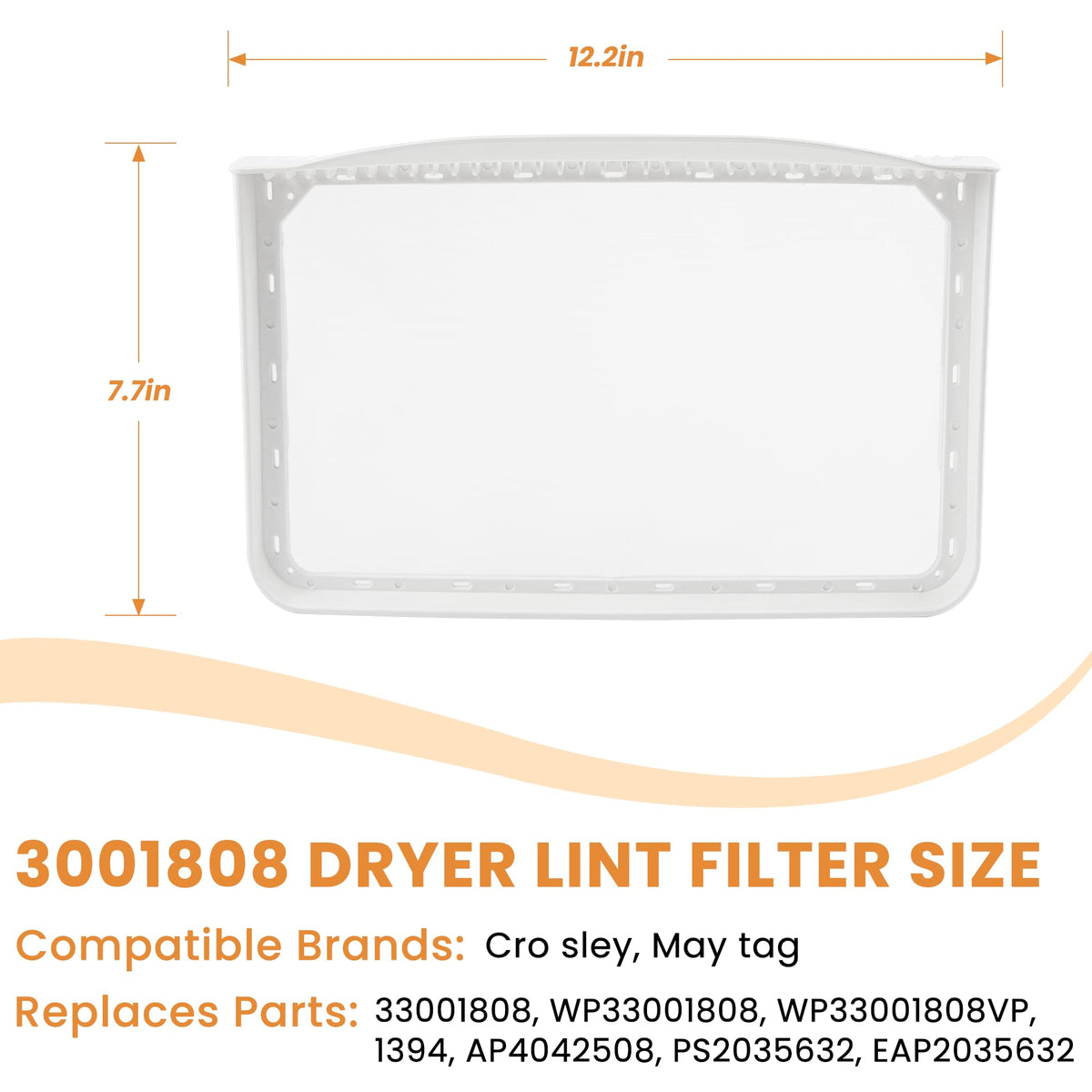 AMI PARTS 33001808 Dryer Lint Filter Screen