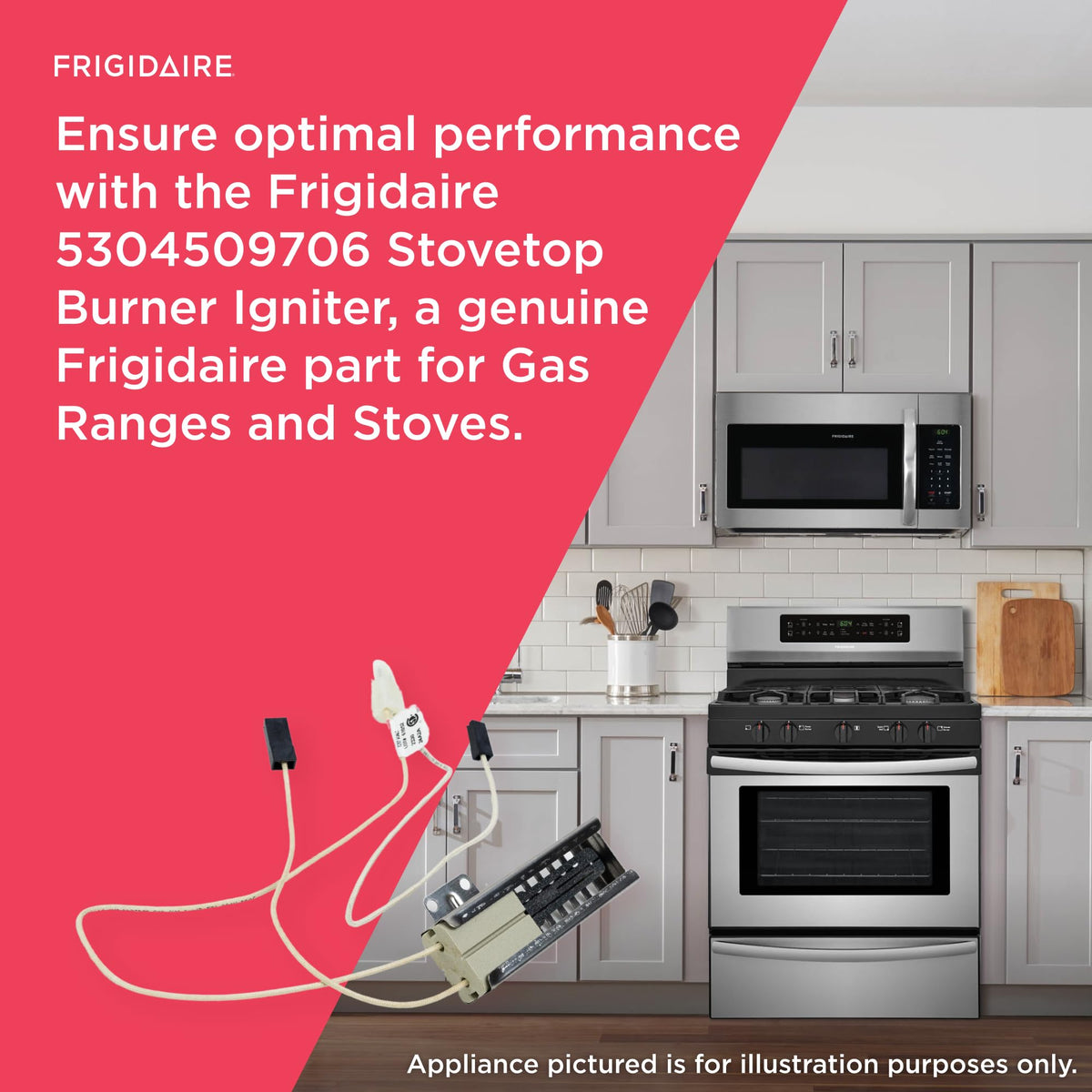 Frigidaire 5304509706 Stovetop Burner Igniter for Gas Ranges and Stoves