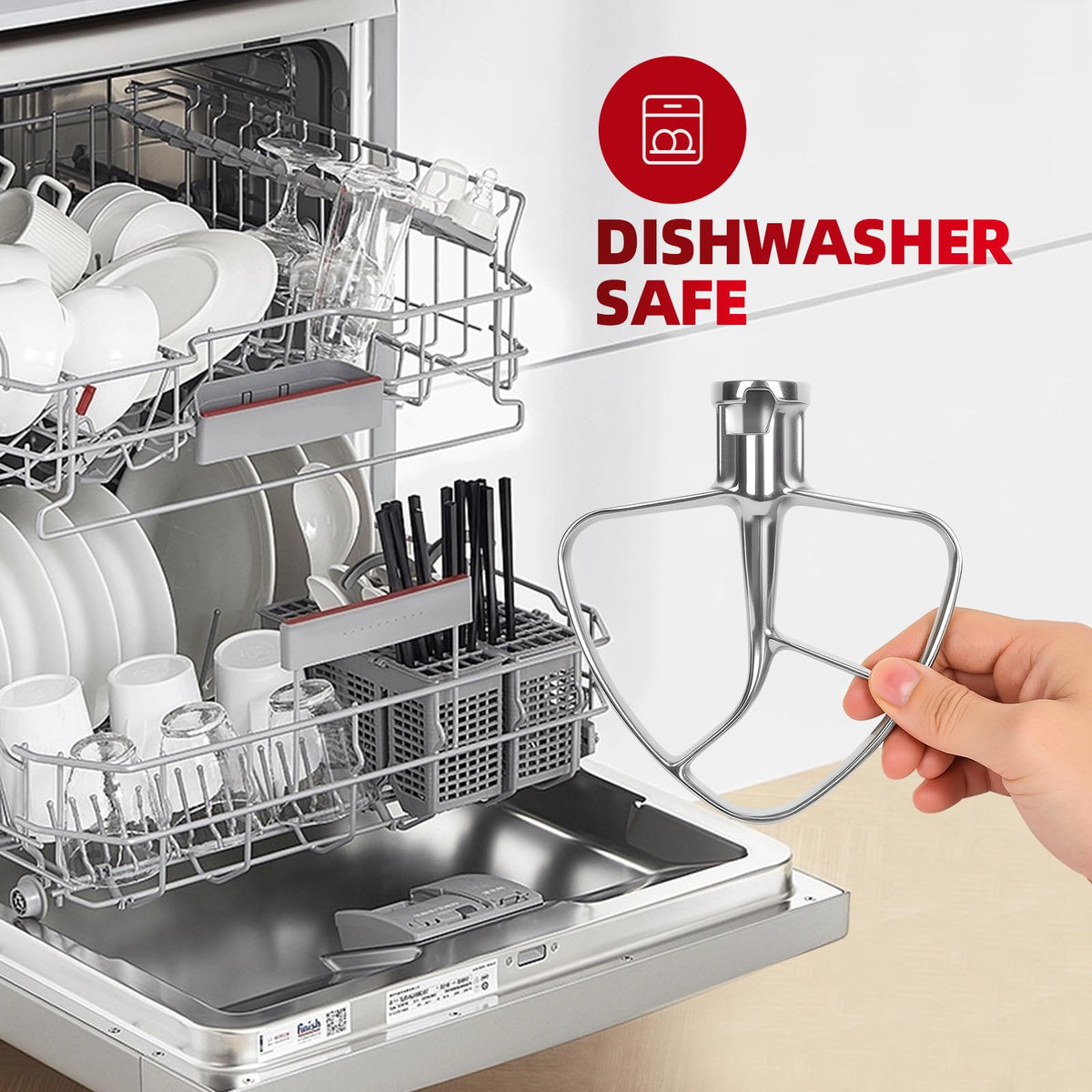 Stainless Steel Flat Beater Attachment for KitchenAid 4.5-5 Qt Tilt-Head Stand Mixers,Third-Party Replacement Paddle