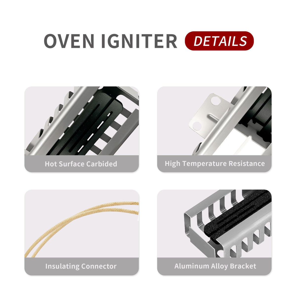 GEIparts WB13K21 Oven Igniter for Gas Stove, Replacement Parts for Range, Replace 5303935066, WB13K0021, WB13T10045, WB13K10026, IG9998, 501A, PS231280, AP2020569 Ignitors
