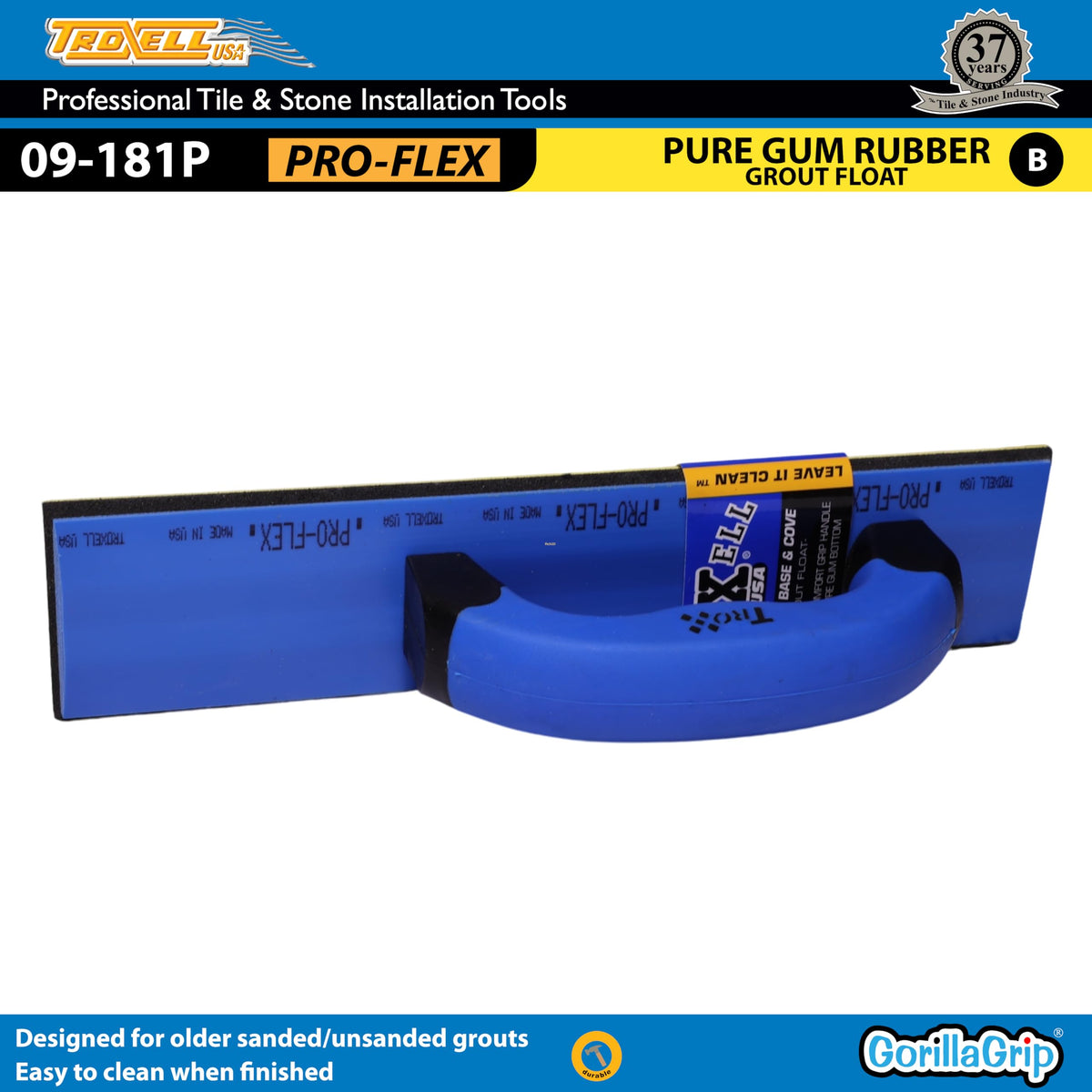 TROXELL USA - 3" X 12" Gum Rubber Base & Cove Grout Float