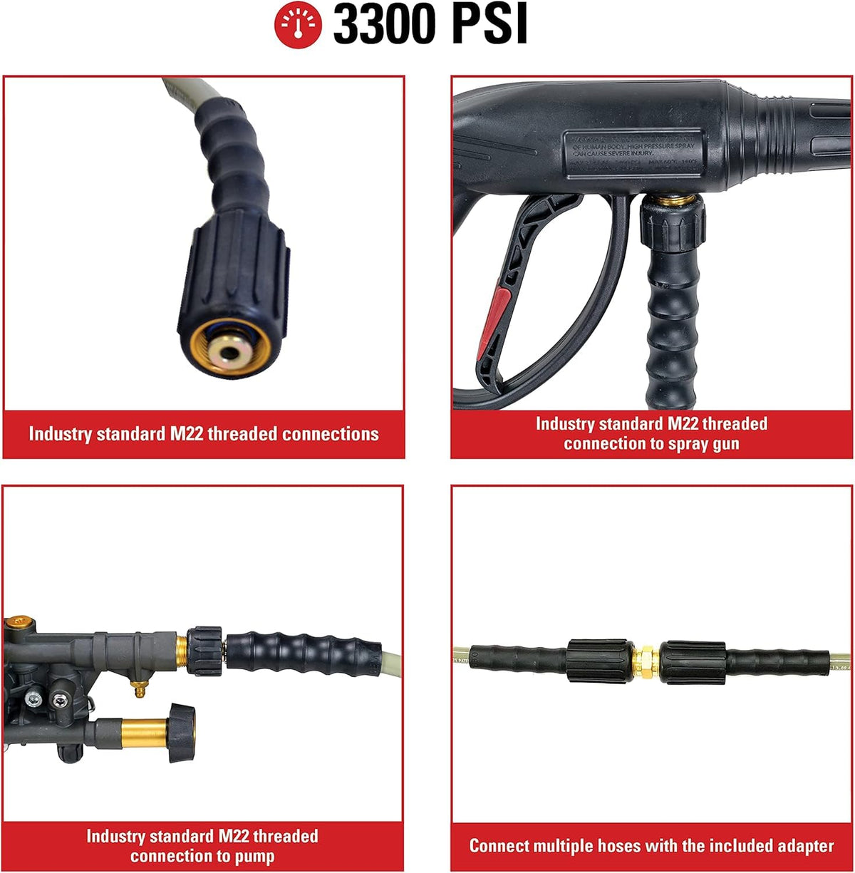 Simpson 25ft, 5/16" 3700 PSI MorFlex Cold Water Pressure Washer Hose, 40225