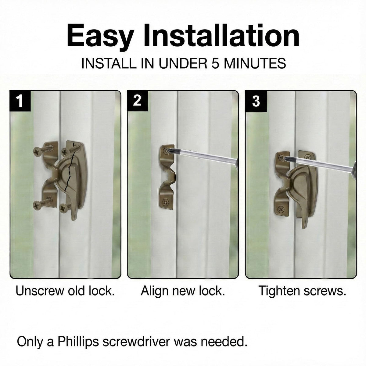 Window Latch for Andersen Window Lock Replacement, Metal Sash Lock and Keeper for Andersen Window (1968 to 1994)