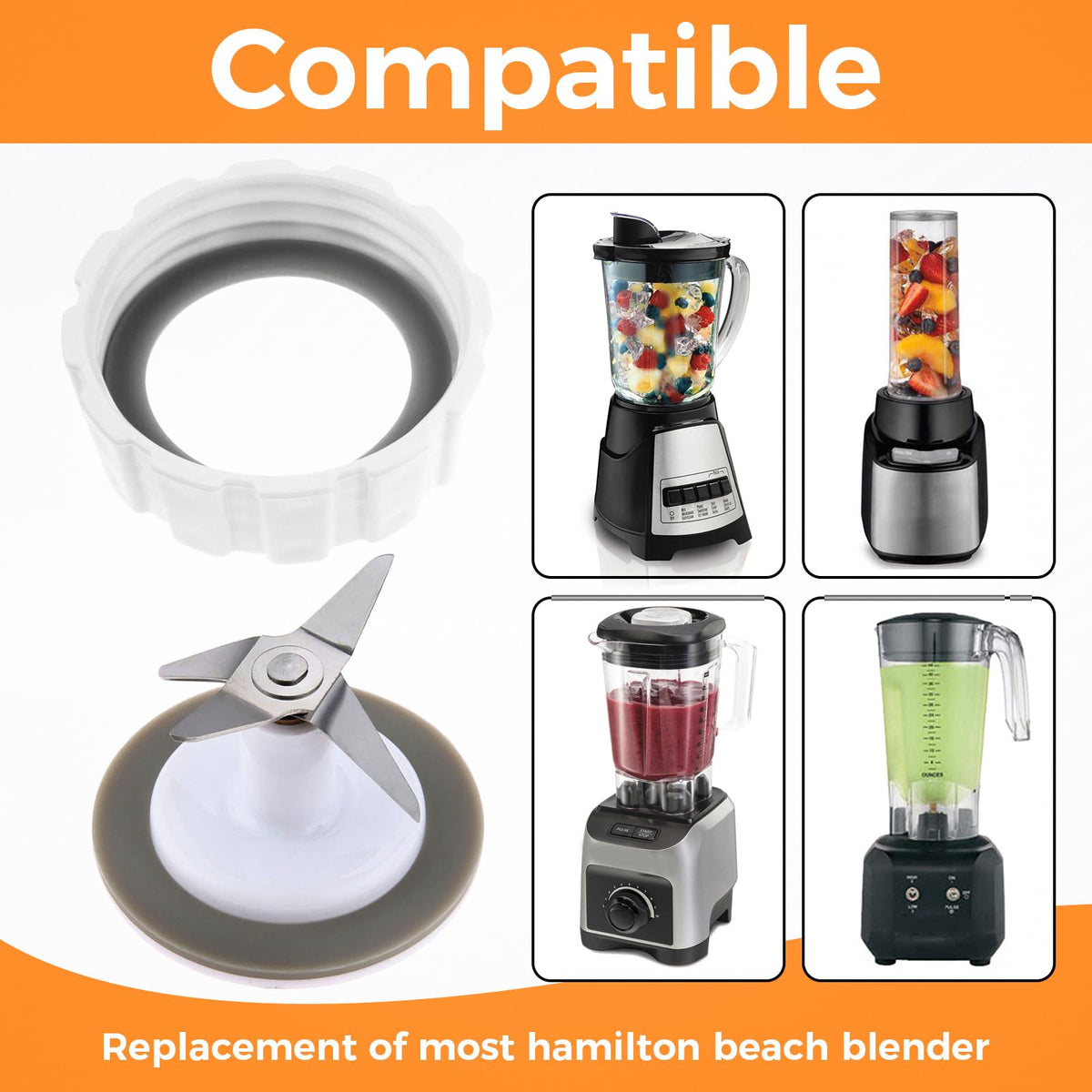 Replacement for Hamilton Beach Blender Blade Base Bottom Screw Cap Gasket