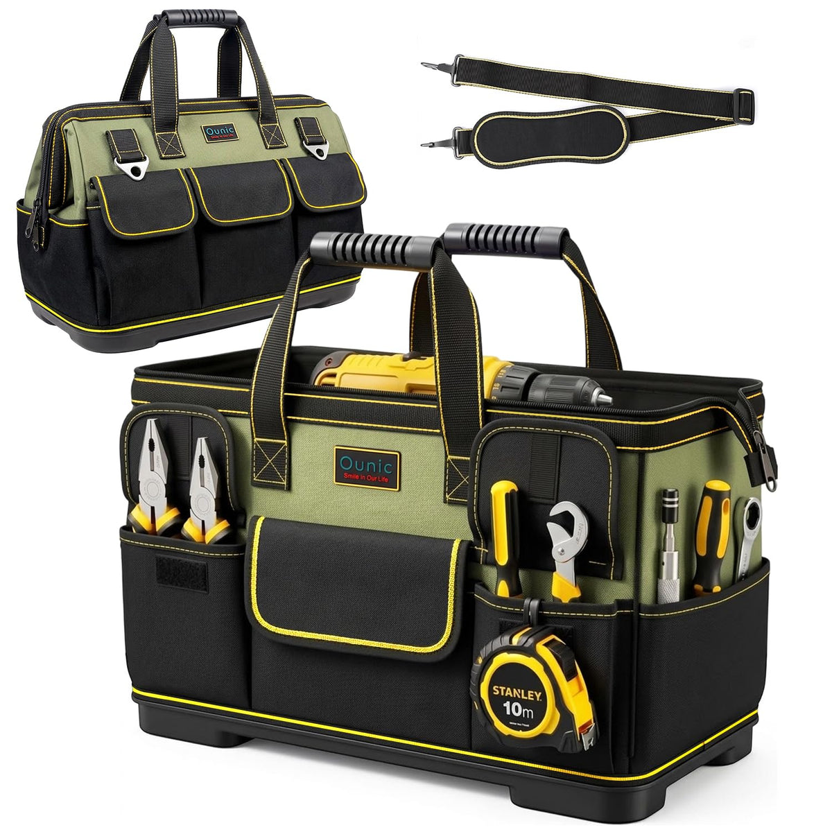 18 Inch Heavy Duty Tool Bag, 16-Pocket Portable Tool Box Organizer