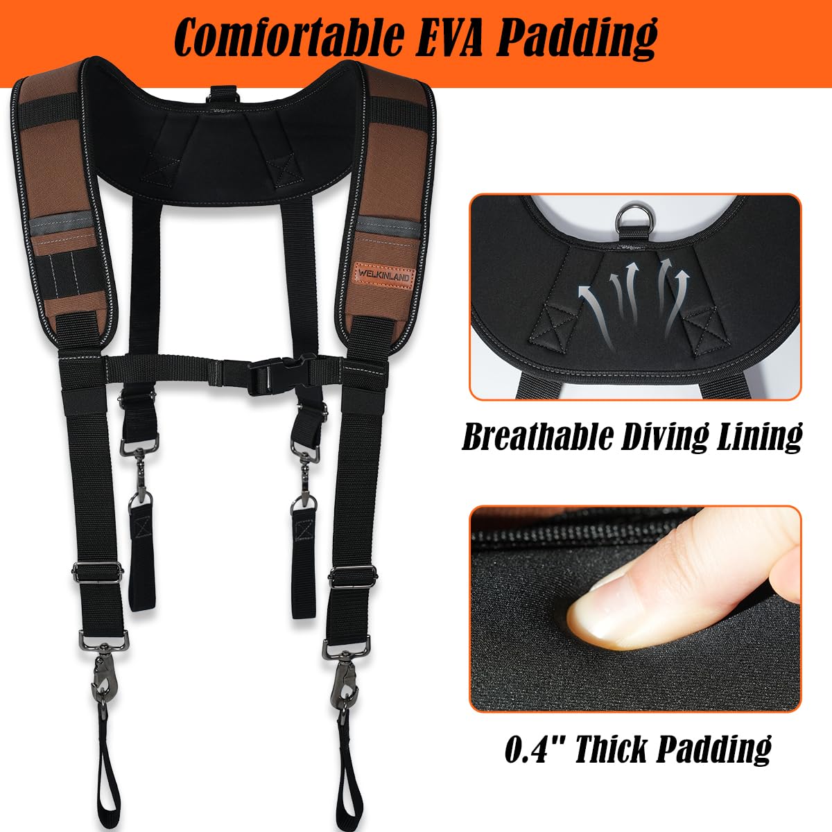 WELKINLAND Heavy-Duty Tool Belt Suspender, Padded Tool Belt Suspenders