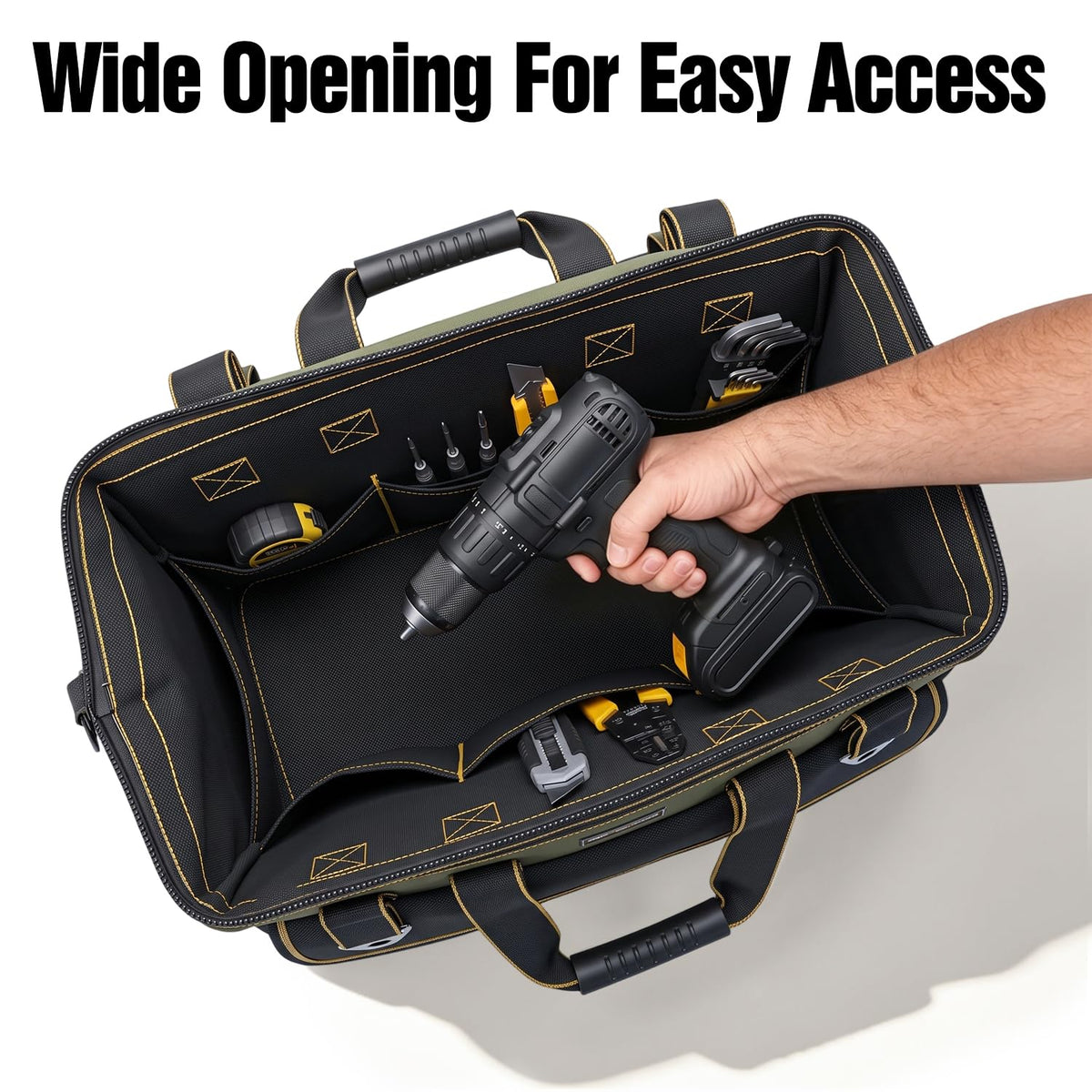 18 Inch Heavy Duty Tool Bag, 16-Pocket Portable Tool Box Organizer