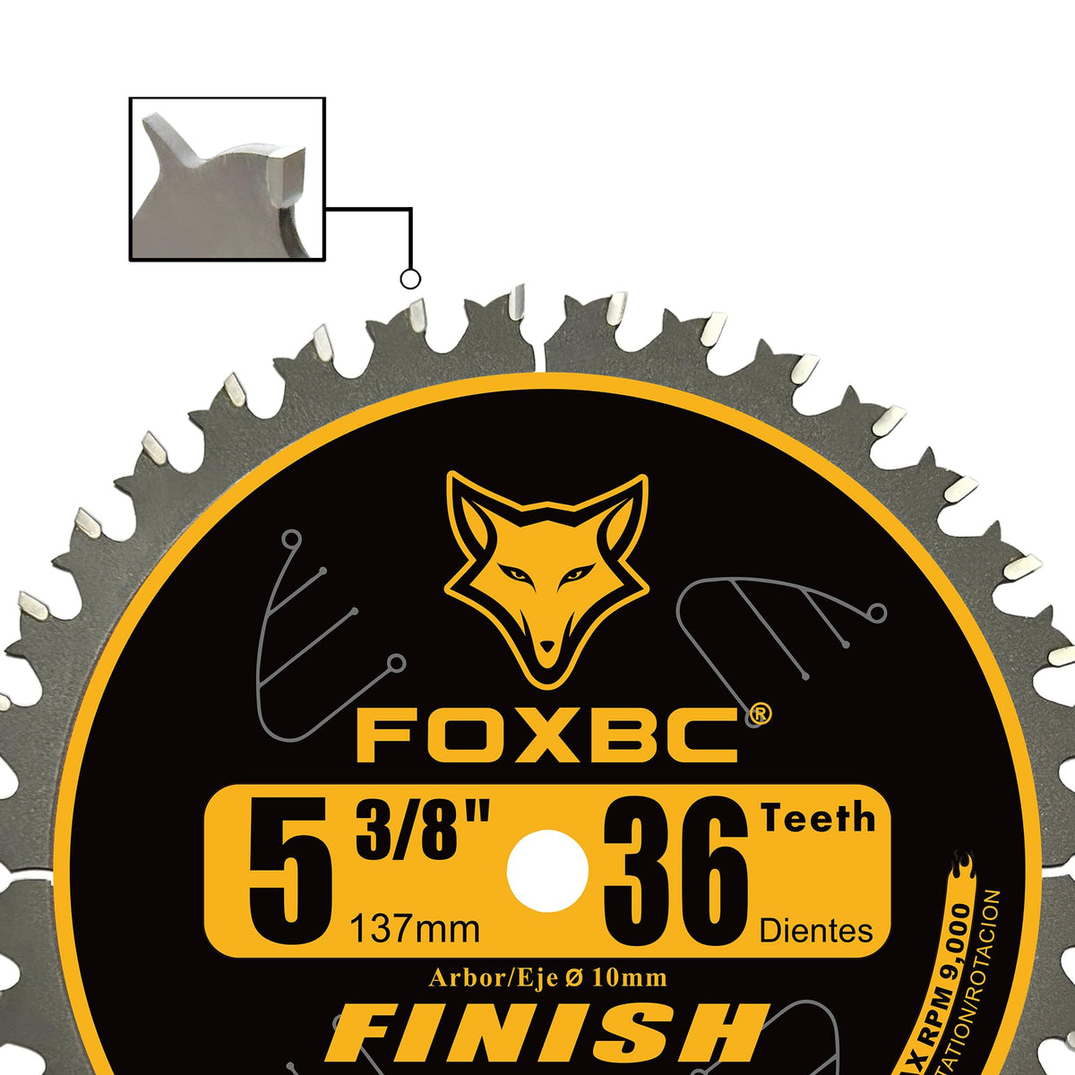 FOXBC 5-3/8 Inch Carbide Circular Saw Blade 36 Tooth Trim Finish Wood with 10mm Arbor