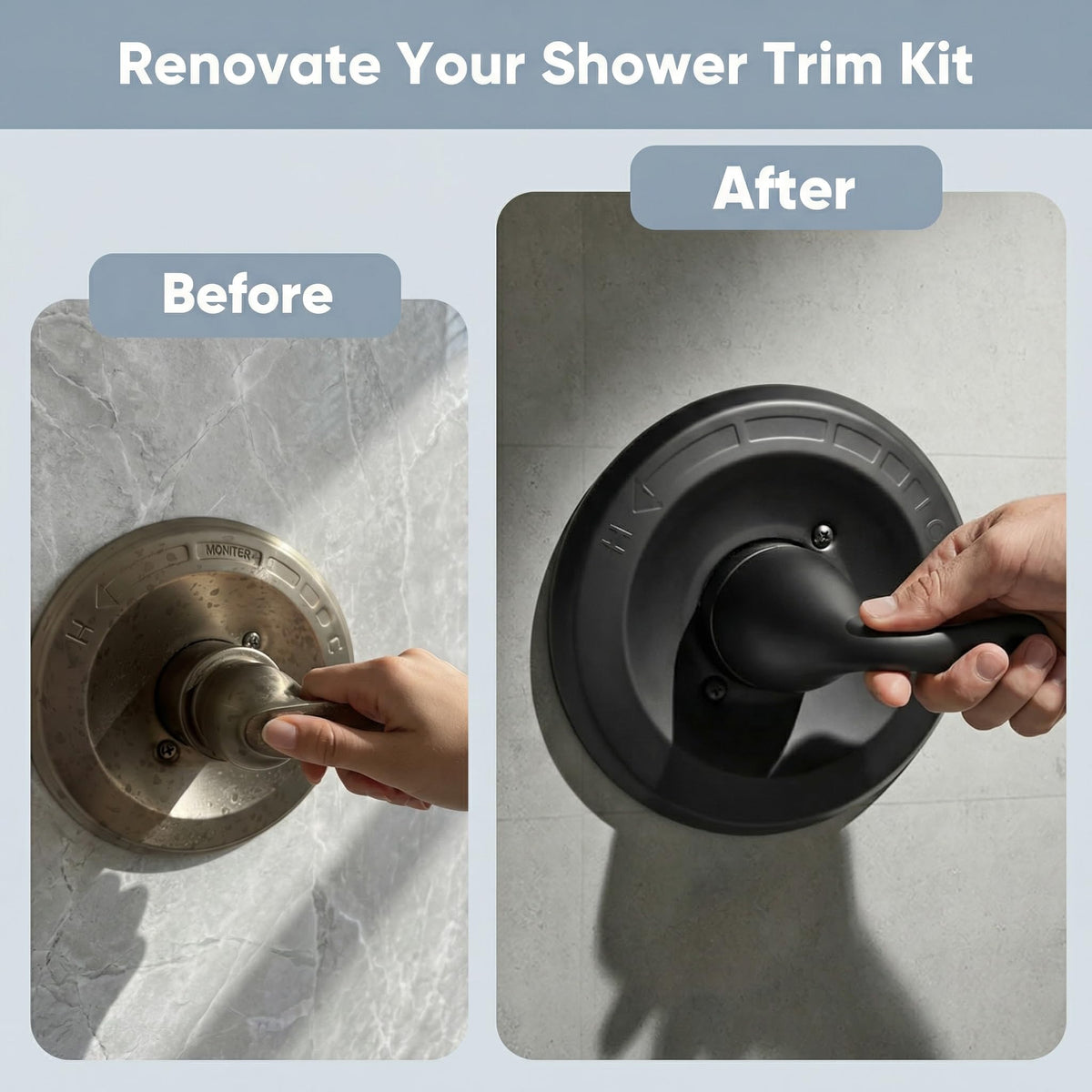 Shower Trim Kit Compatible with Delta 13/14 Series, Matte Black Shower Handle & Cover Plate Replacement, Fits R10000-UNBX/UNBXHF/UNWS/UNWSHF, Cartridge & Valve Body Not Included