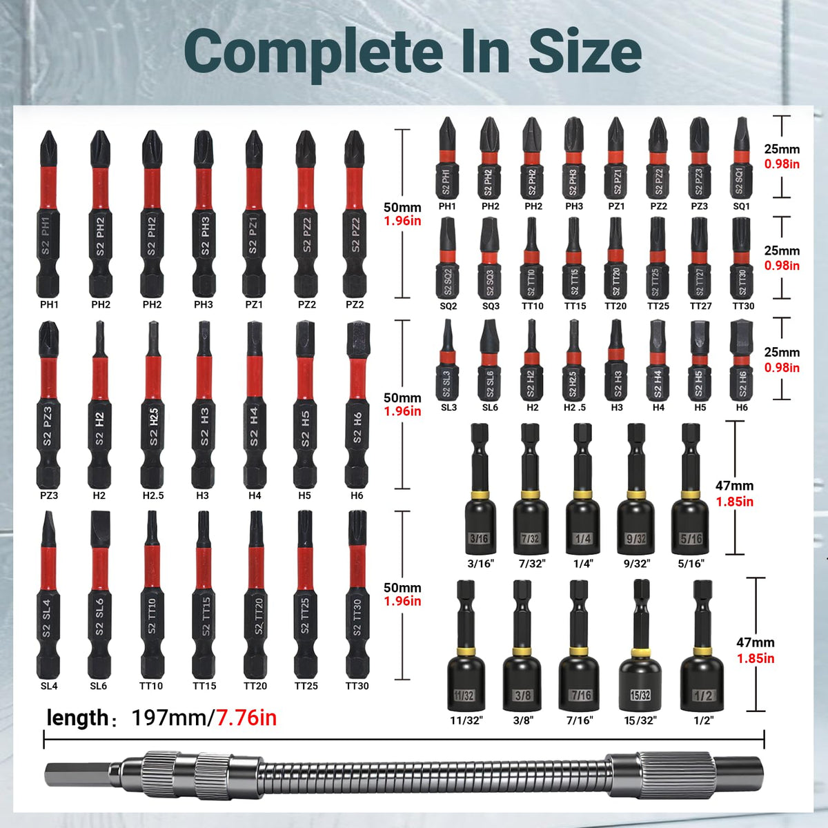 86PCS Magnetic Impac Nut Driver Set, Metric & SAE Socket Set, Storage Box