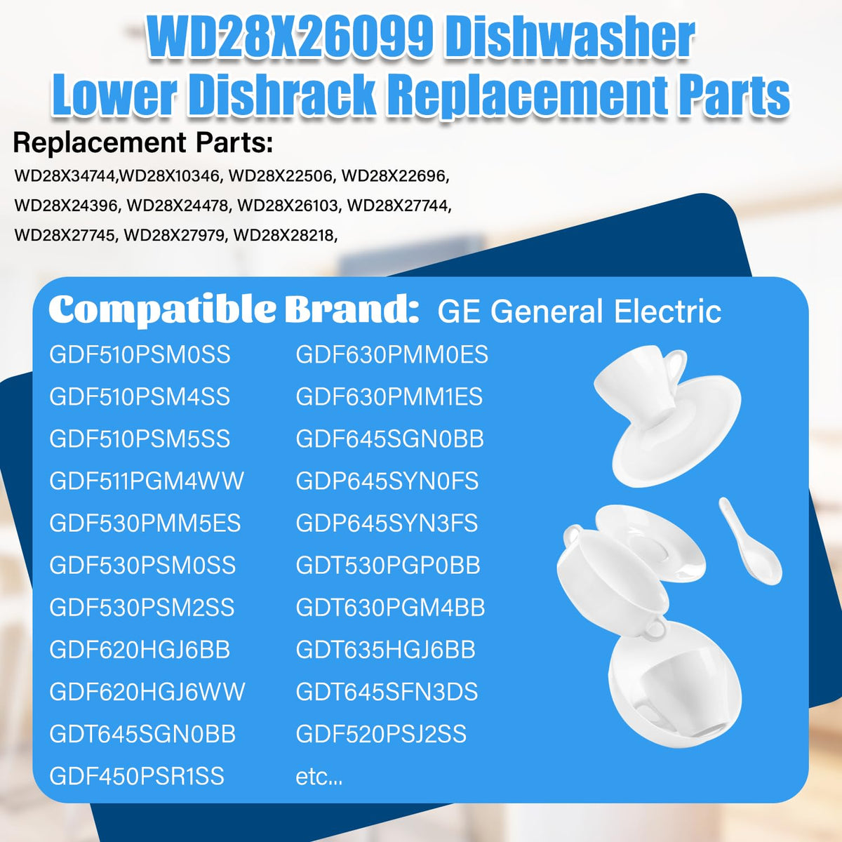 WD28X26099 Lower Rack for GE Dishwasher Rack Replacement,Stainless Steel