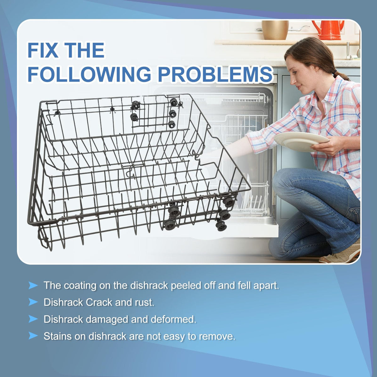 DD82-01385B A/S Middle Dishwasher Rack Replacement for Samsung DW80R2031US, DW80R2031UG, DW80N3030US, DW80N3030UB, DW80N3030UW, DW80M2020US Series– 21.6”x20.8” Upper/Center Dishrack Assembly
