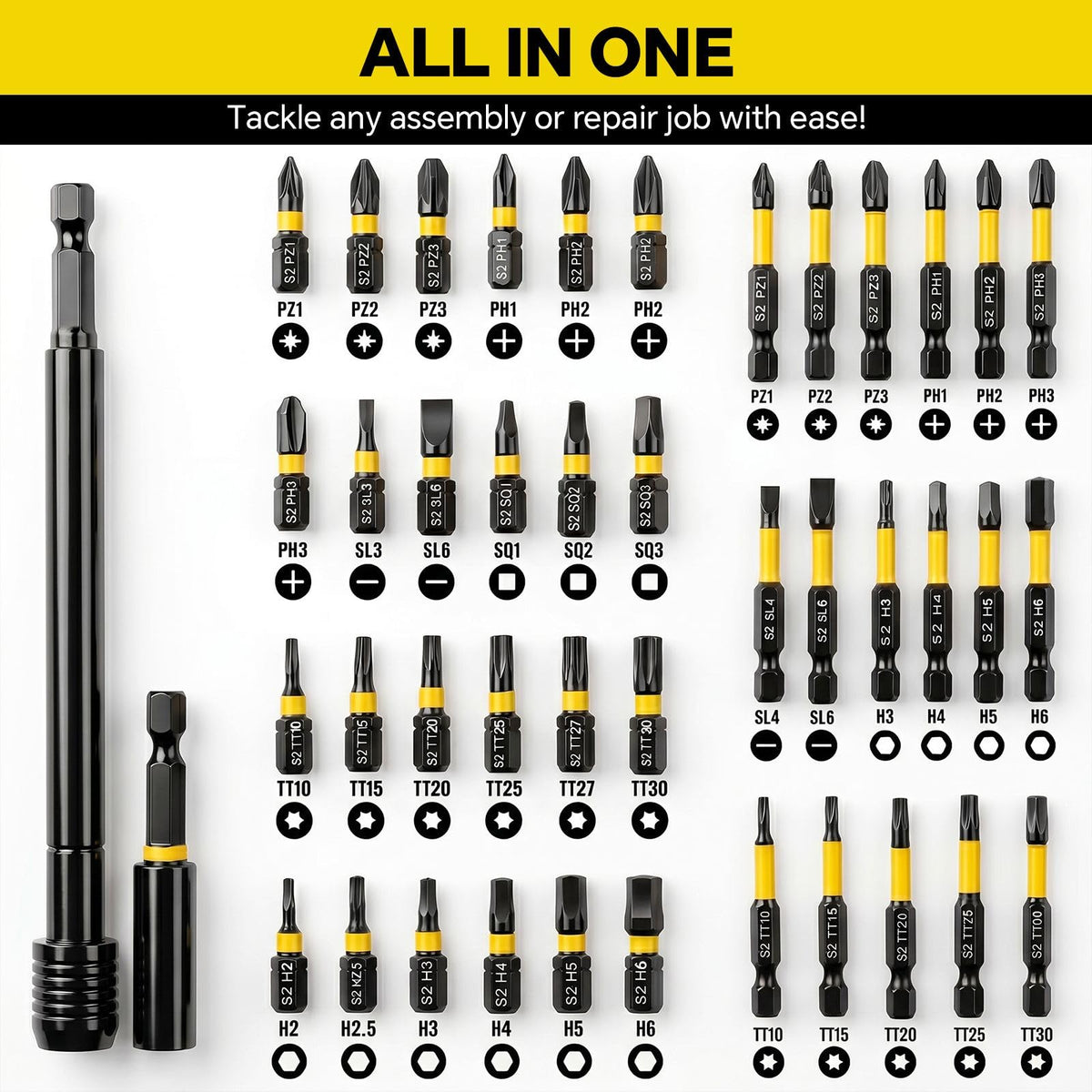 80 Pcs Magnetic Nut Driver Set & Impact Socket Set, Master S2/Cr-V Drill Sockets with Metric & SAE, 1/4" Hex Shank Bits, Extension Holder, Heavy-Duty Organizer Case, Tools Gift for Men