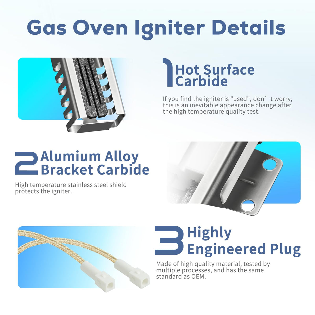 DG94-01012A Gas Range Oven Igniter Fit for Sam-sung AP5967723 DS039KX 4011538 Oven Bake Igniter Compatible with Sam-sung Oven Range Stove NX58H95, NX58H99, NX58J, NX58K, NX58M by BOGDA Made