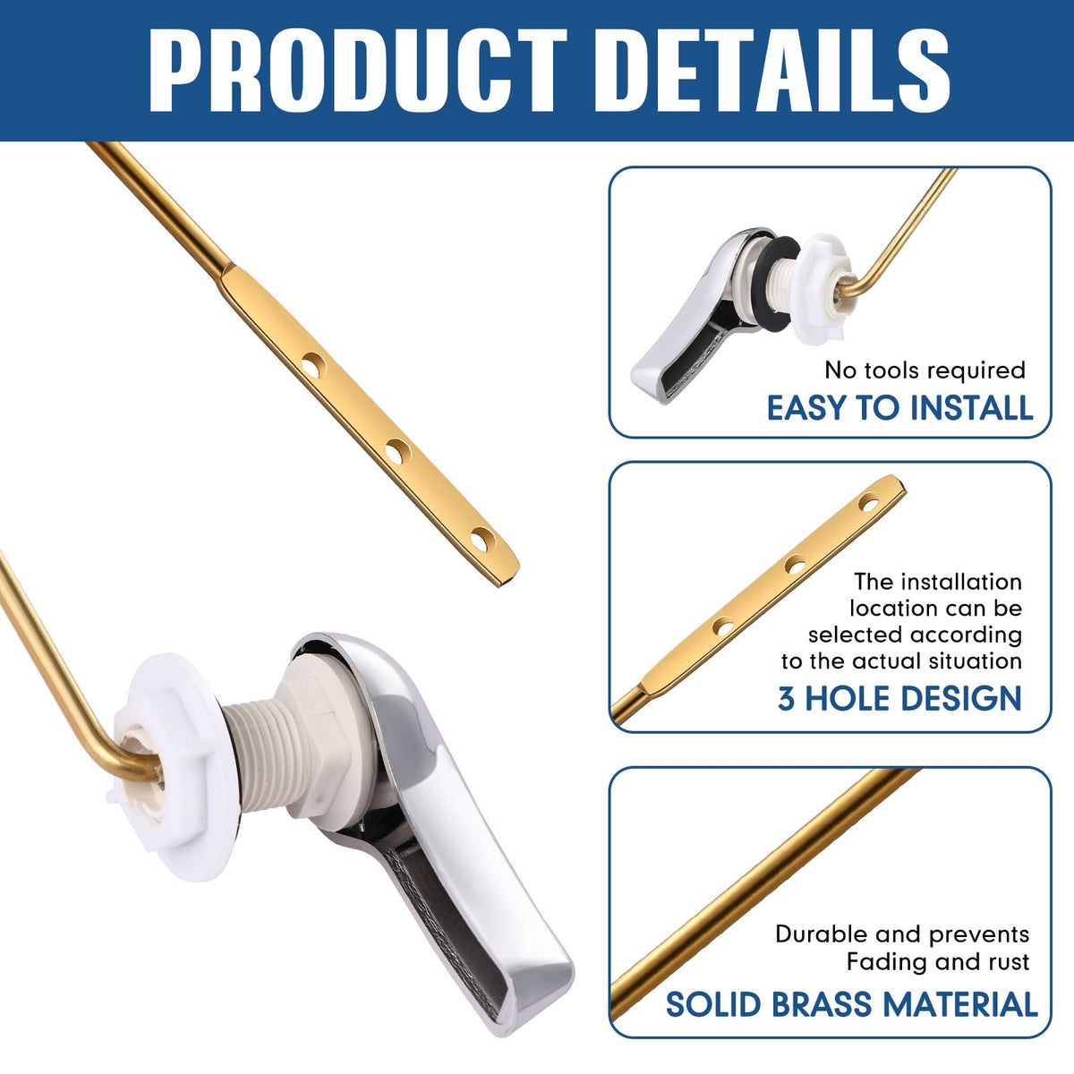 Lasnten 12 Pieces Front Mount Universal Toilet Flush Handle Replacement Kit