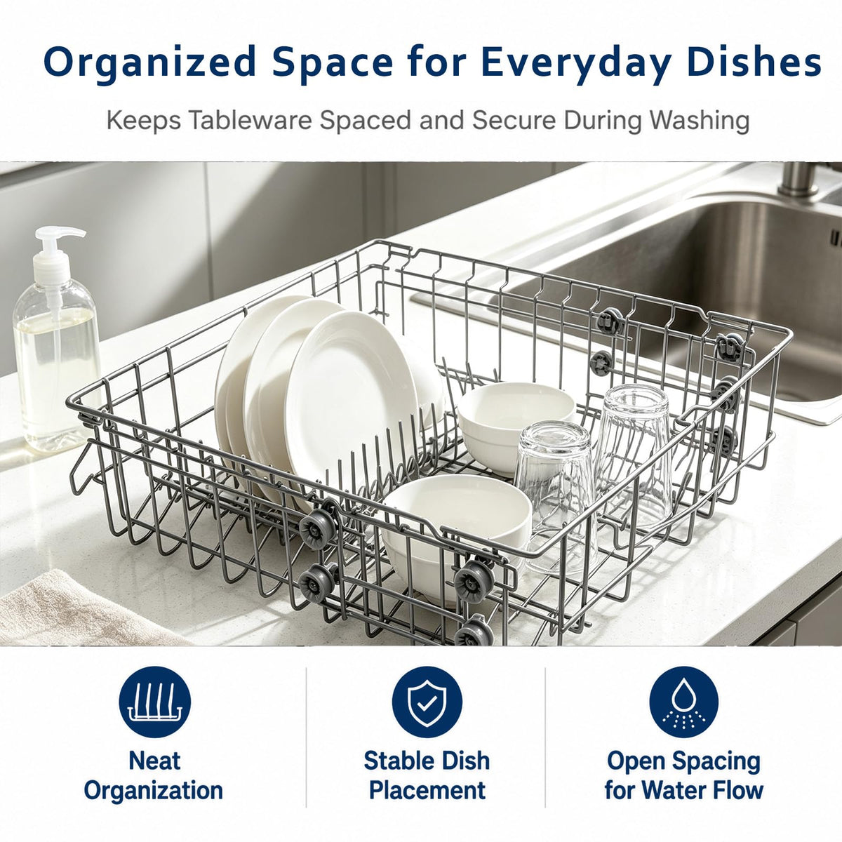 DD82-01385B A/S Dishwasher Rack Assembly Compatible with Samsung Dishwasher Rack Replace Number 4978666 AP6807483 Center Dishrack Fit Samsung DW80R2031US DW80N3030US DW80CG4021SR