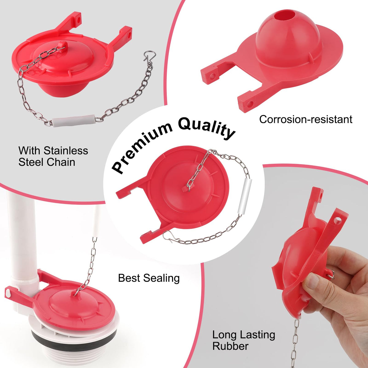 Hibbent 2 Pack 3-Inch Toilet Flappers, Compatible with TOTO, Red