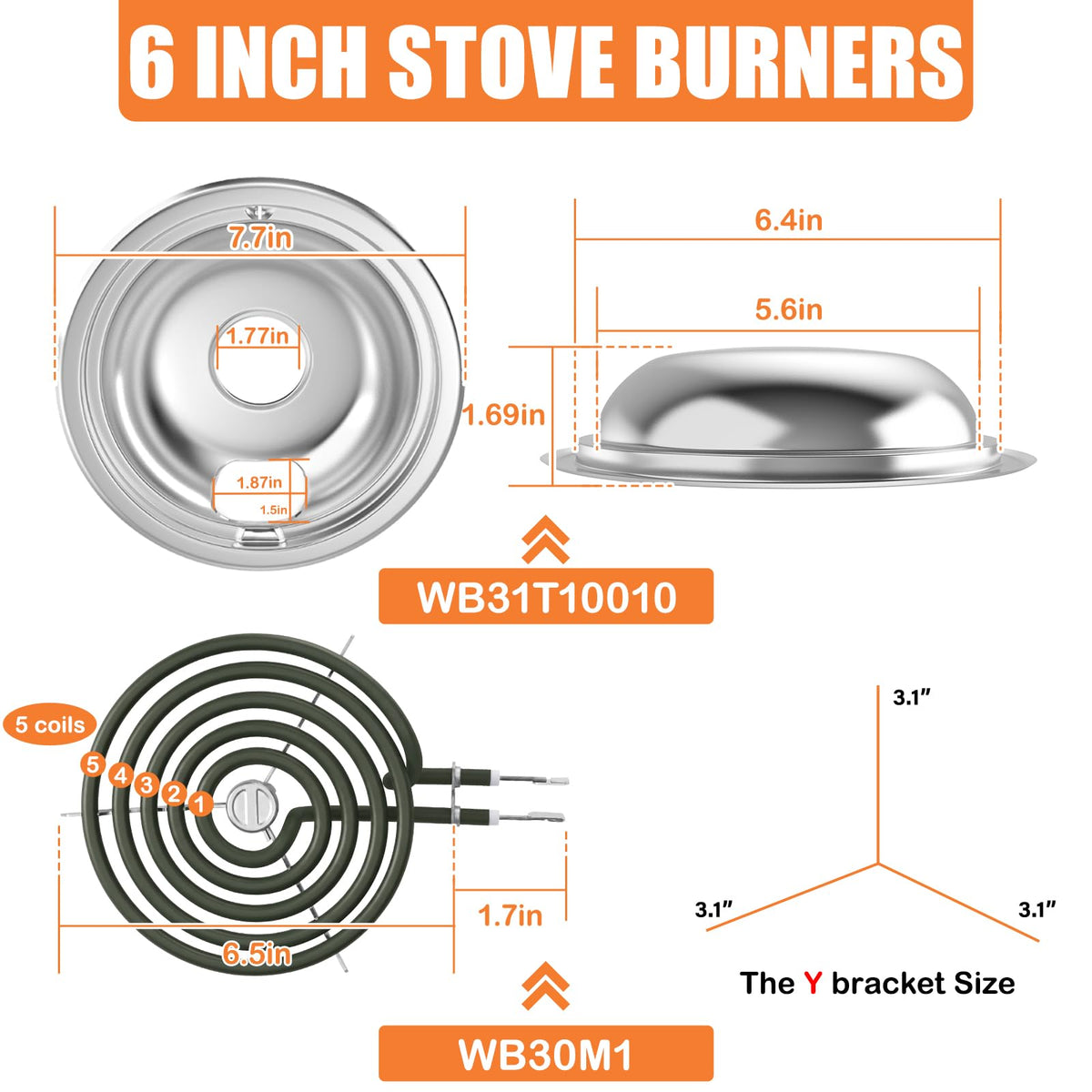 Upgraded GE Drip Pans And WB30M1 WB30M2 GE Stove Burner Replacement Element