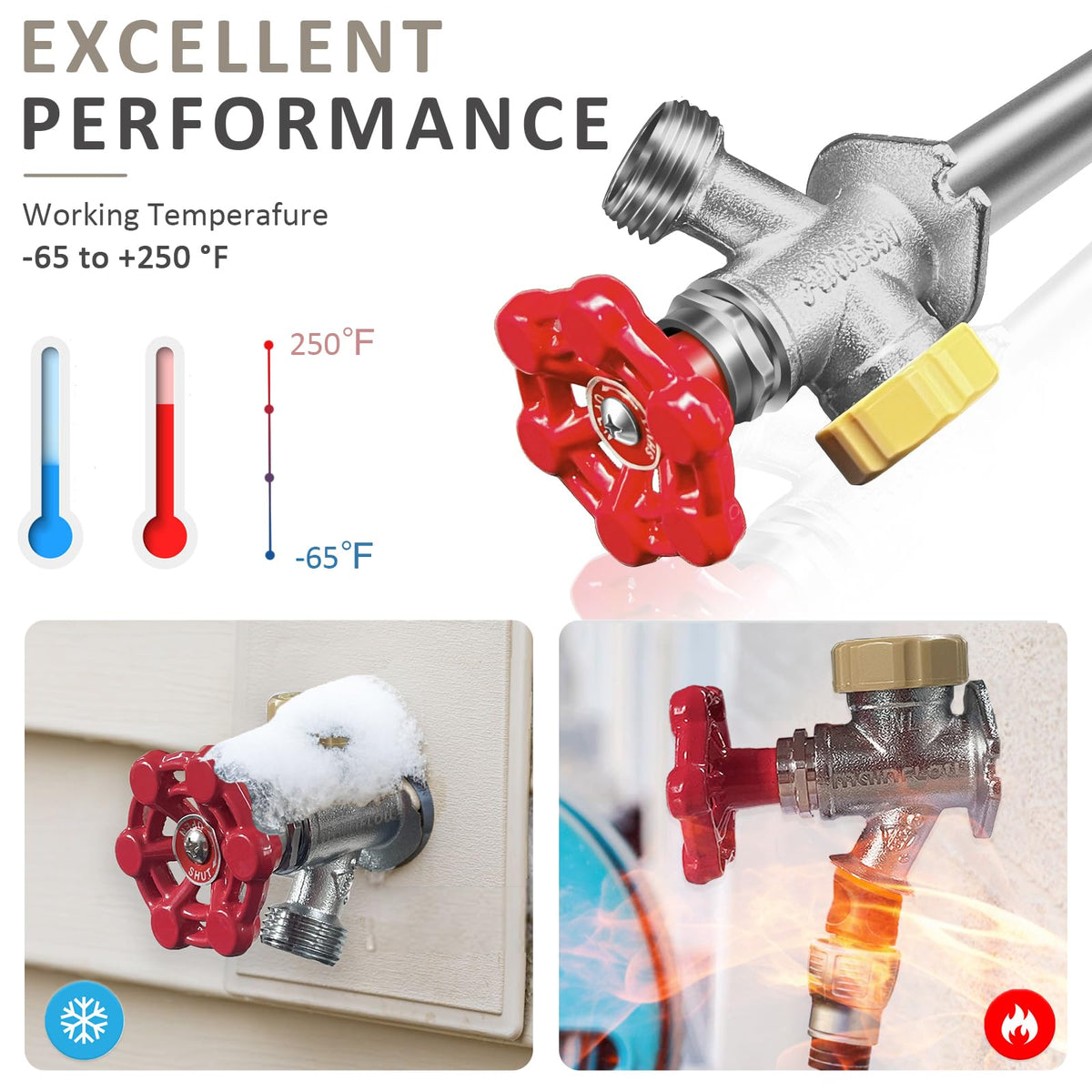 Young dance 12inch Anti-Siphon Frost Free Sillcock, No Lead Brass Frost Proof Outdoor Faucet Bib with Backflow Preventer, 1/2" Push-to-Fit Connector X 3/4 Inch Hose Bibb Frost Free Spigot