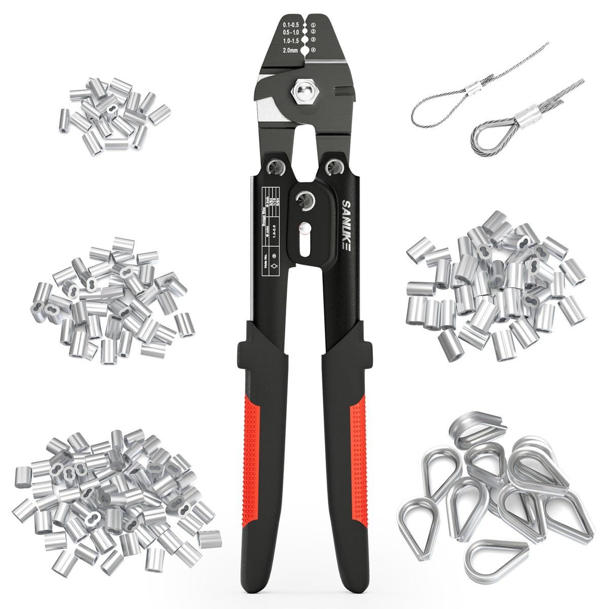 Sanuke Wire Rope Crimping Tool Kit, Swage for 3/64 1/16 5/64 inch Sleeves