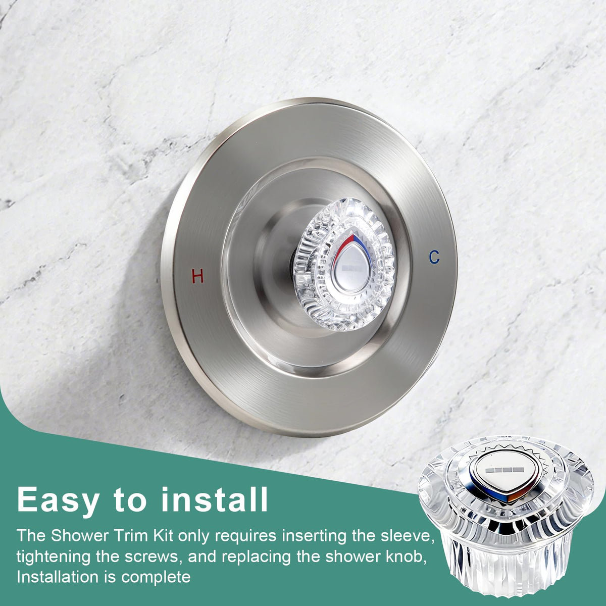 T470 Shower Trim Kit, Compatible with Moen Chateau Shower Trim Kit, Single-Handle Tub/Shower Valve Trim, Includes Escutcheon, Tubes, Screws and Shower Handle