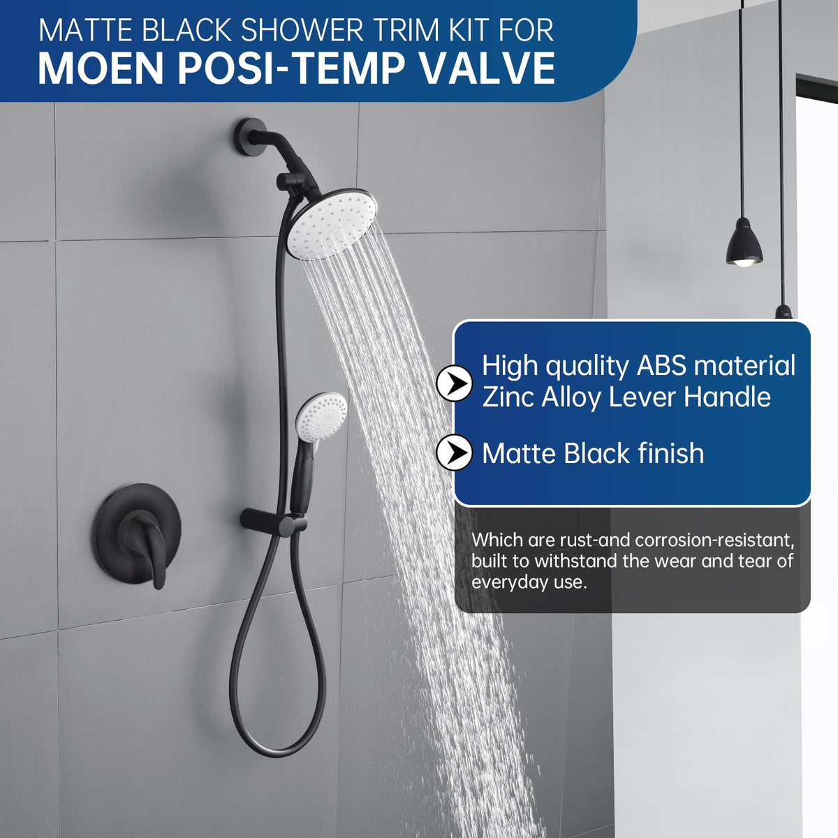 Replacement for Moen Posi-Temp Valve Trim Kit, Matte Black Shower Trim Kit