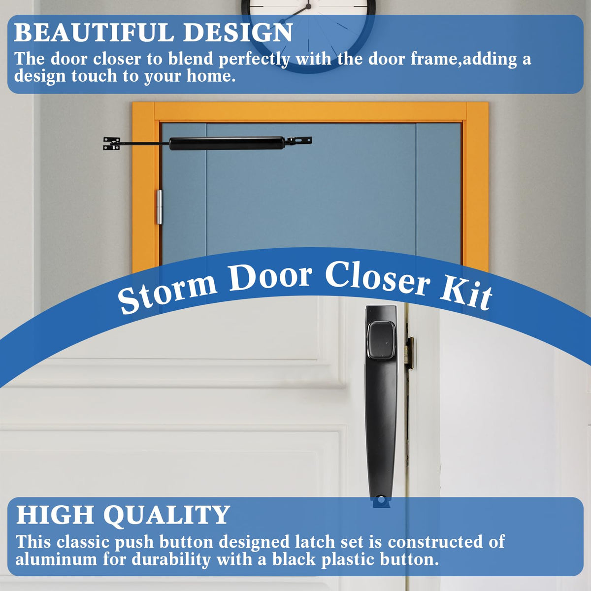 Gisafai 2 Sets Storm Door Closer Door Closure Heavy Duty Screen Doors Closer Pneumatic Screen Doors Replacement Parts with Handles, Hold and Close Smooth