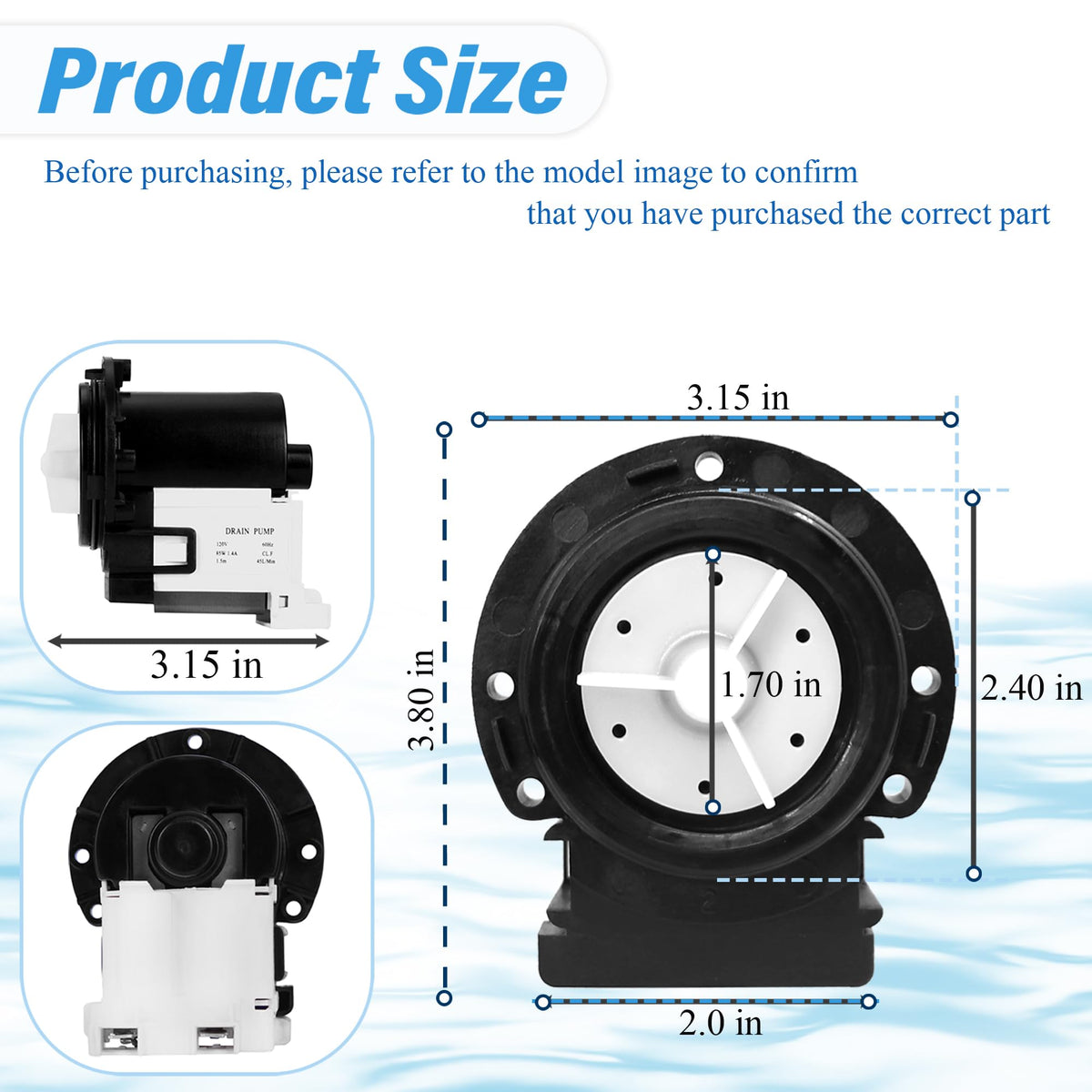 4681EA2001T Washer Drain Pump Motor Compatible with LG and Kenmore Washers