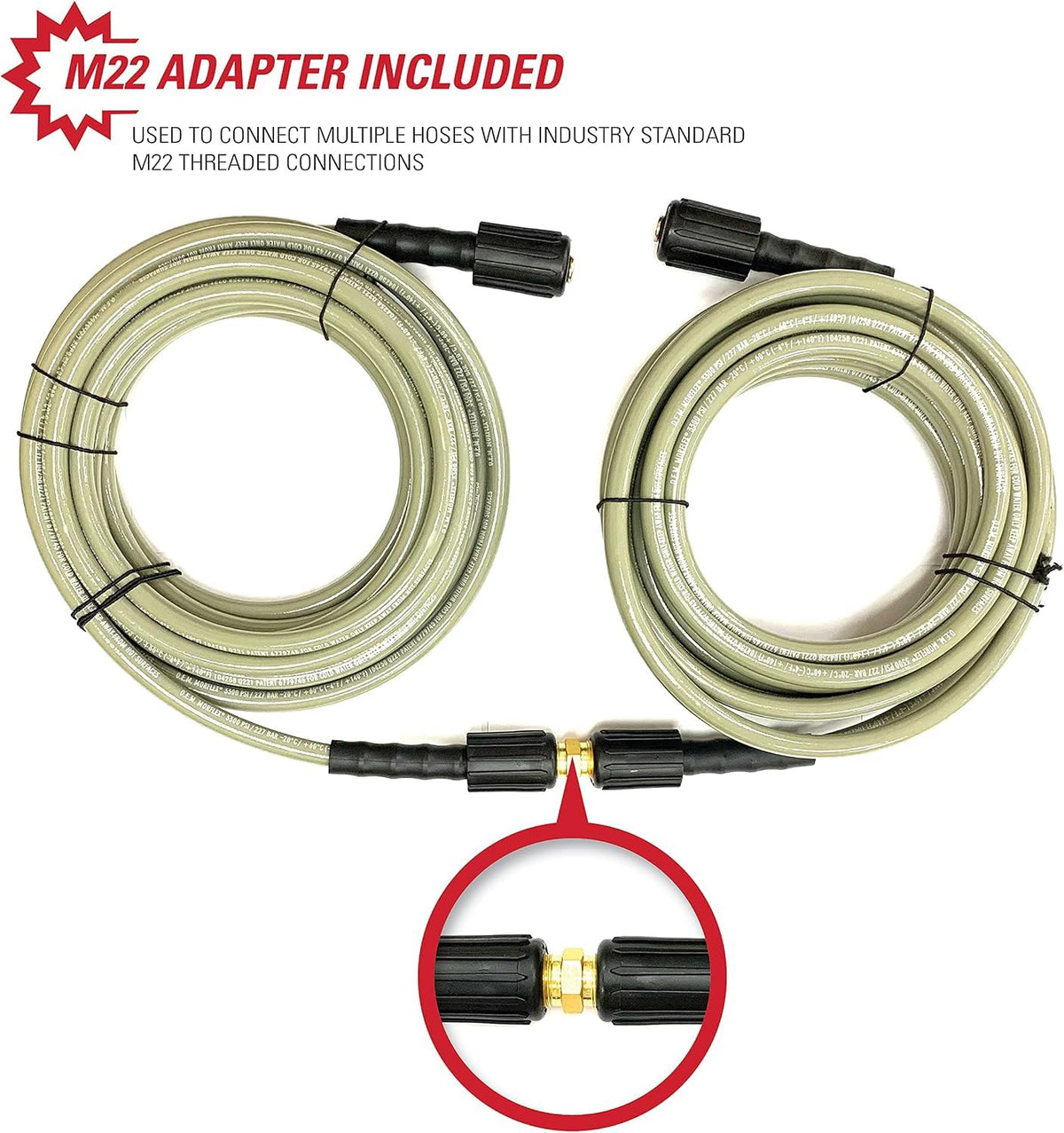 Simpson 25ft, 5/16" 3700 PSI MorFlex Cold Water Pressure Washer Hose, 40225