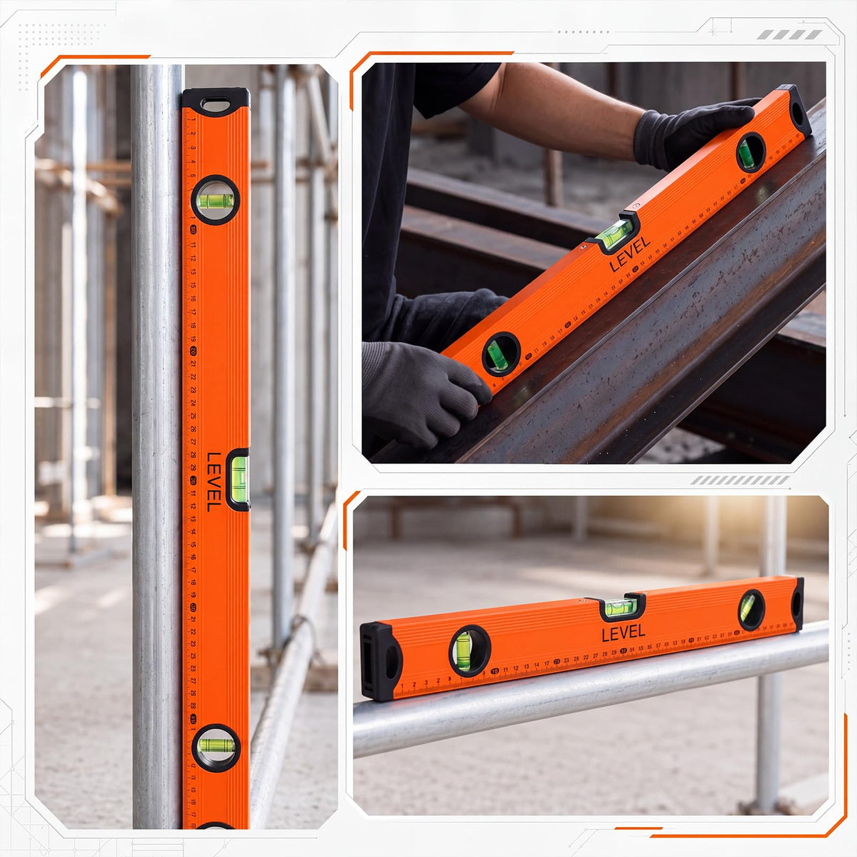 Xuhal 5 Pcs Magnetic Spirit Level Set 8" 12" 24" 32" 40" Torpedo Level