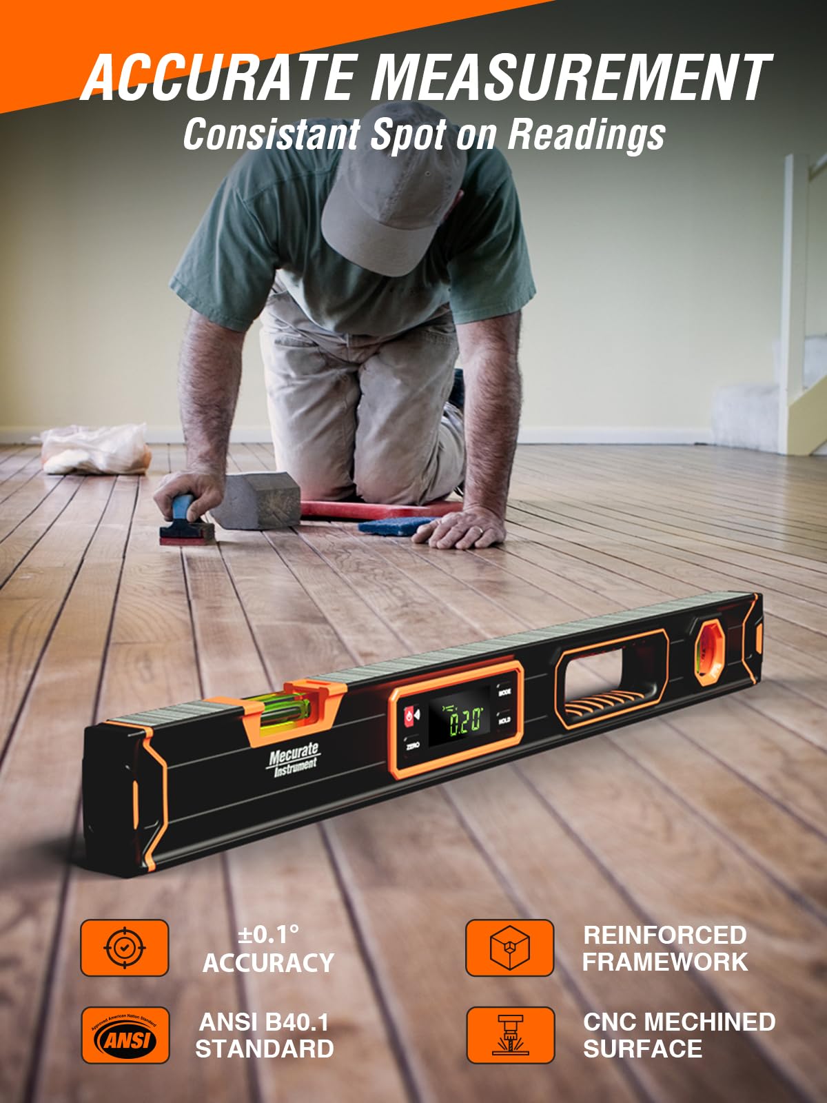 Mecurate 24-Inch Digital Level & Angle Finder, Magnetic, ±0.1°