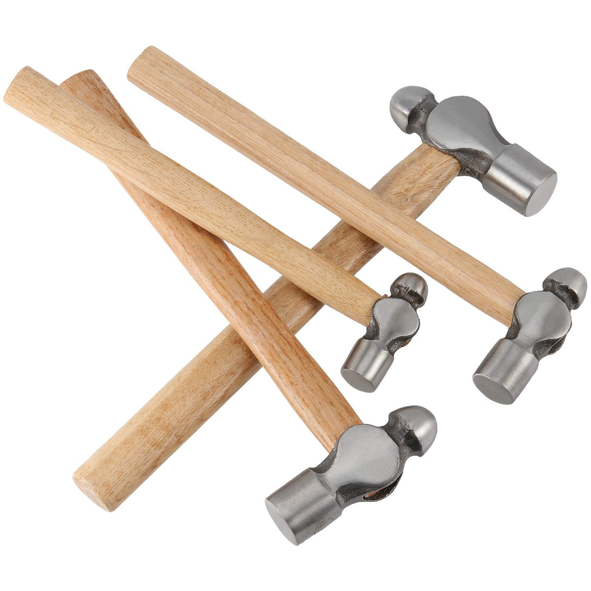 ZEONHAK 4 PCS Ball Peen Hammer, 8 OZ,16 OZ, 24 OZ, 32 OZ Ball Peen Hammer Set with Wooden Handle and Non-Slip Shock Absorbing Grip for Metal Rivetc
